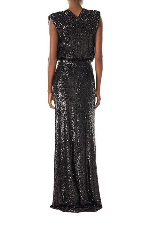 Stretch Sequin V-Neck Gown - Image 5