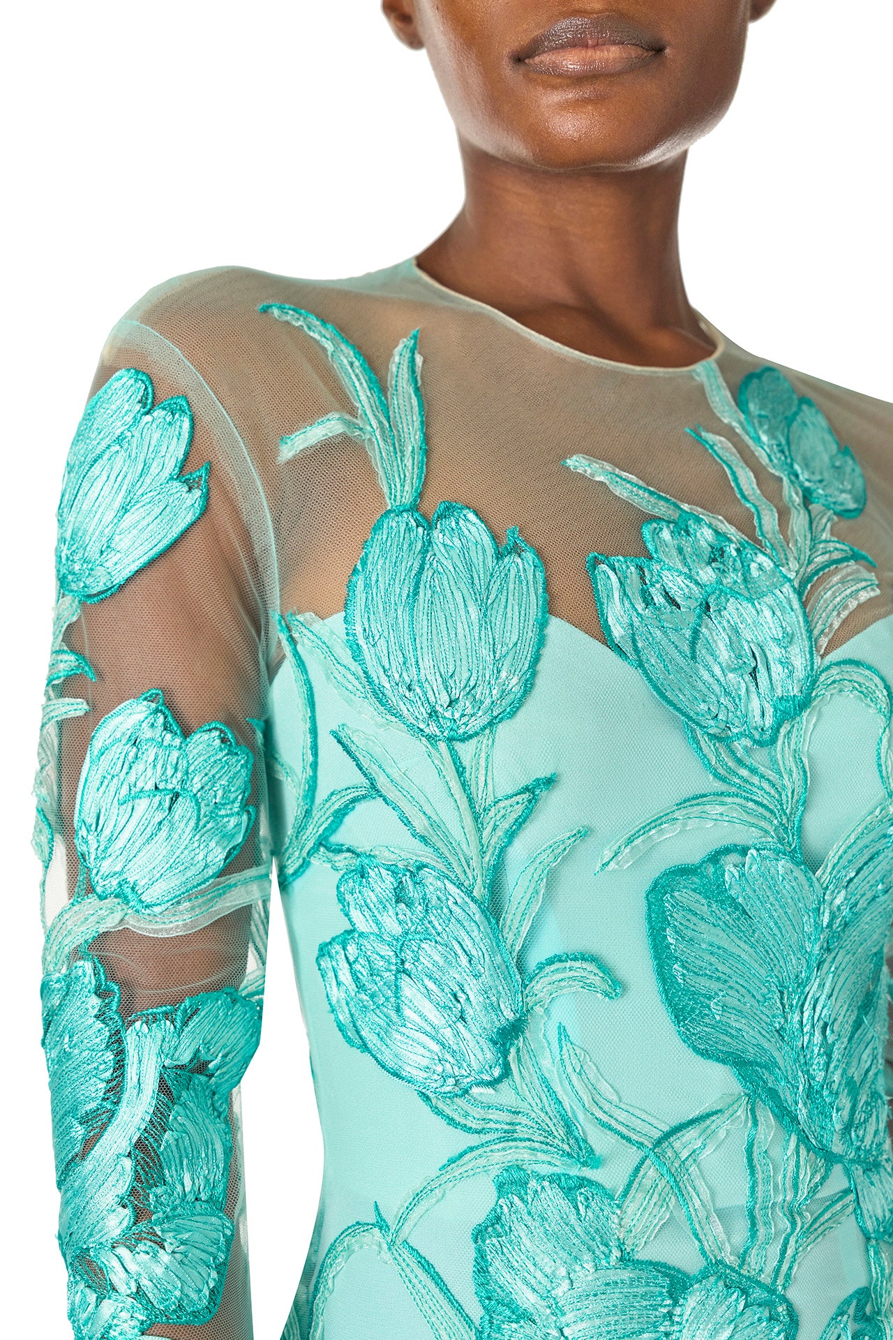 Tulle Long Sleeve Trumpet Gown - Image 2