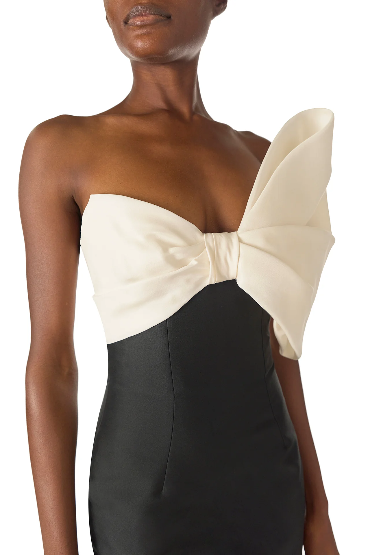 Asymmetric Draped Bow Column Gown - Image 2