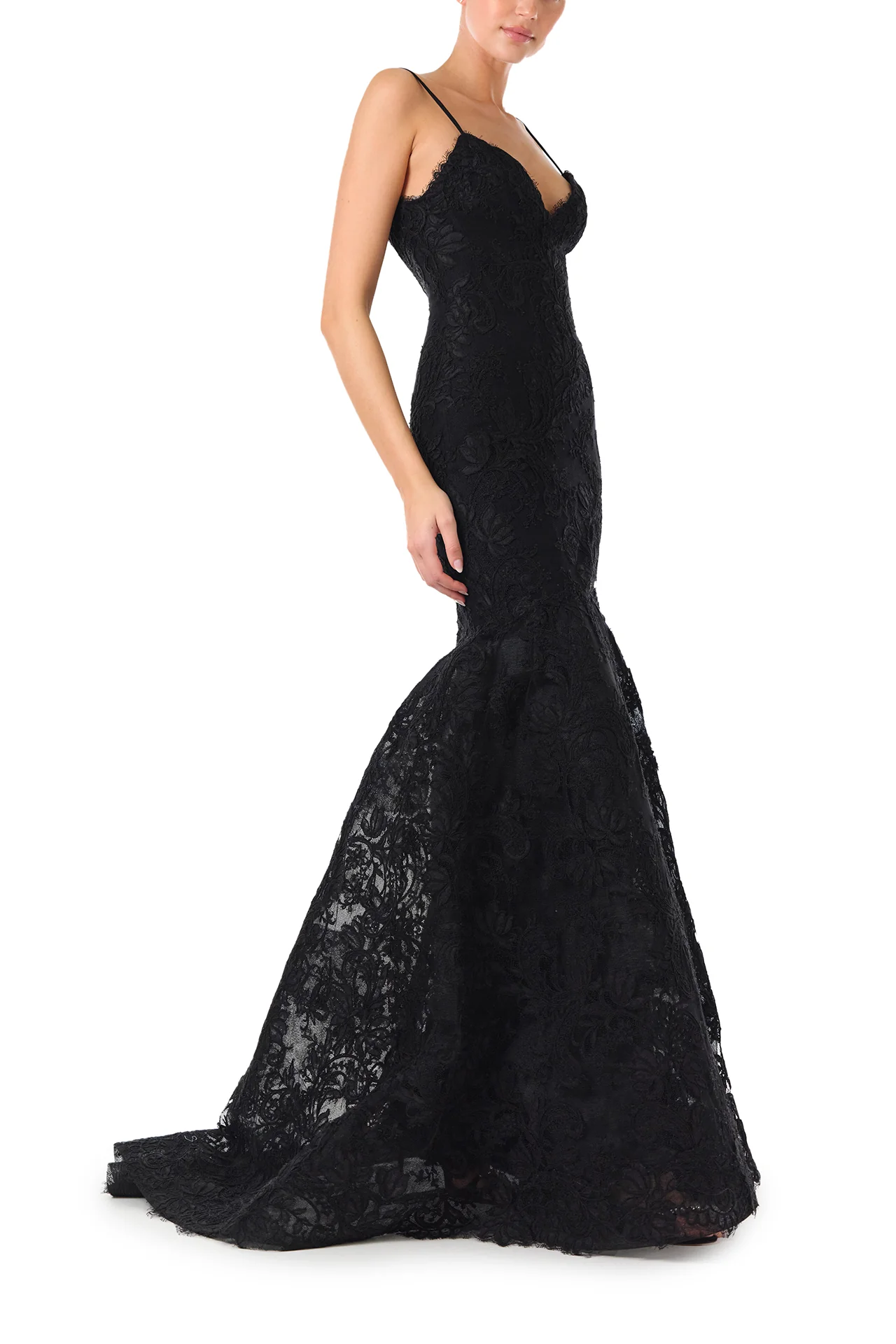 V-Neck Gown With Trumpet Skirt - Image 3