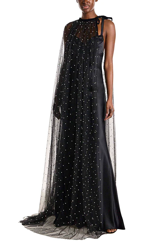 Cowl Neck Sleeveless Satin Gown - Image 9