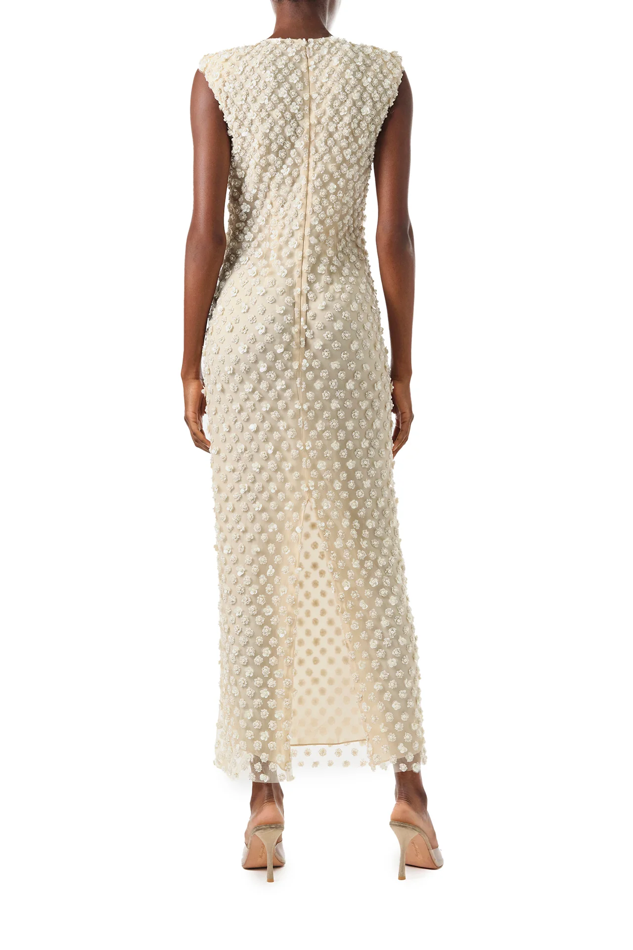 Sleeveless Pearl Embroidered Sheath - Image 4