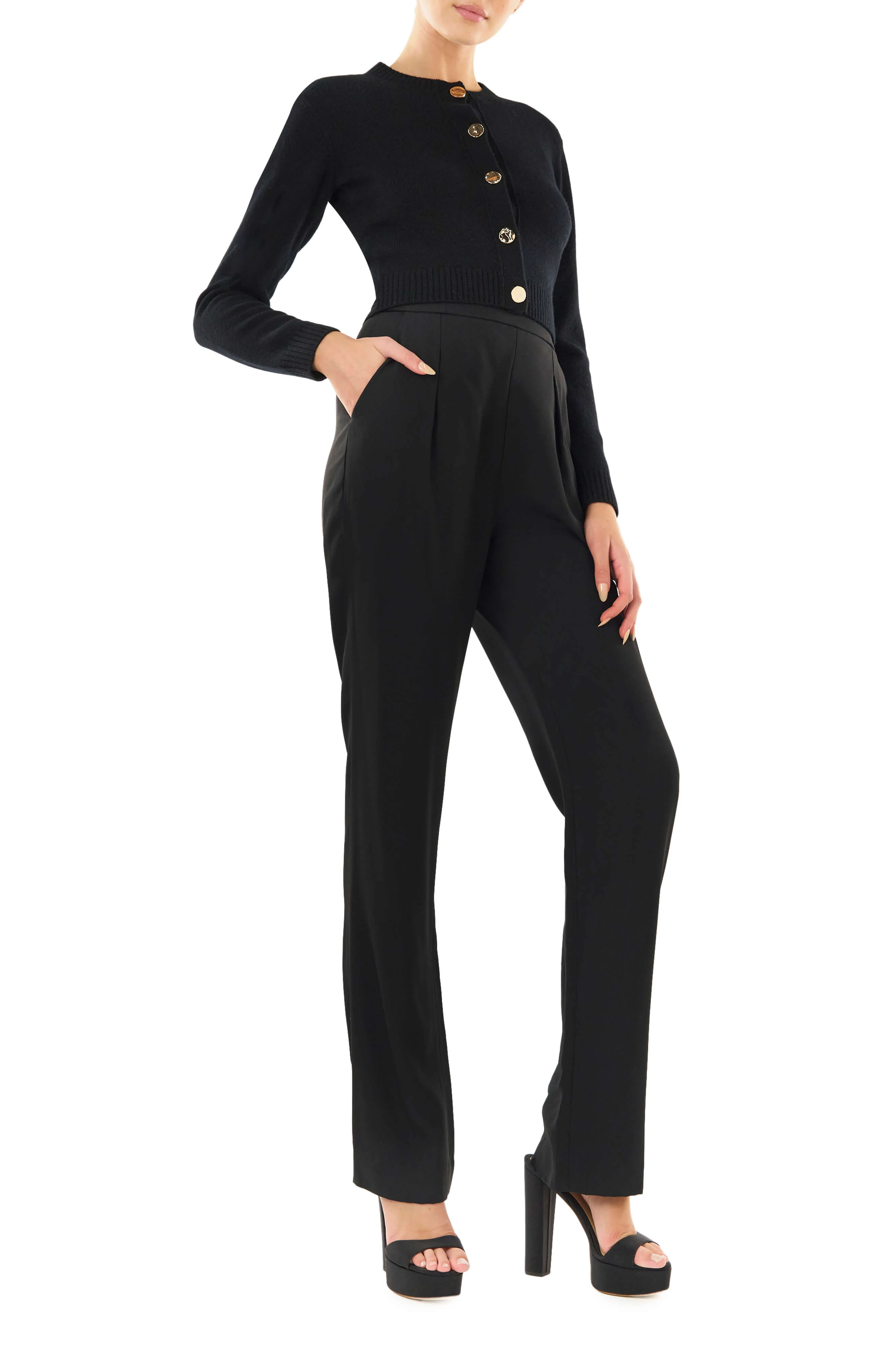 Cropped Long Sleeve Cardigan - Image 3