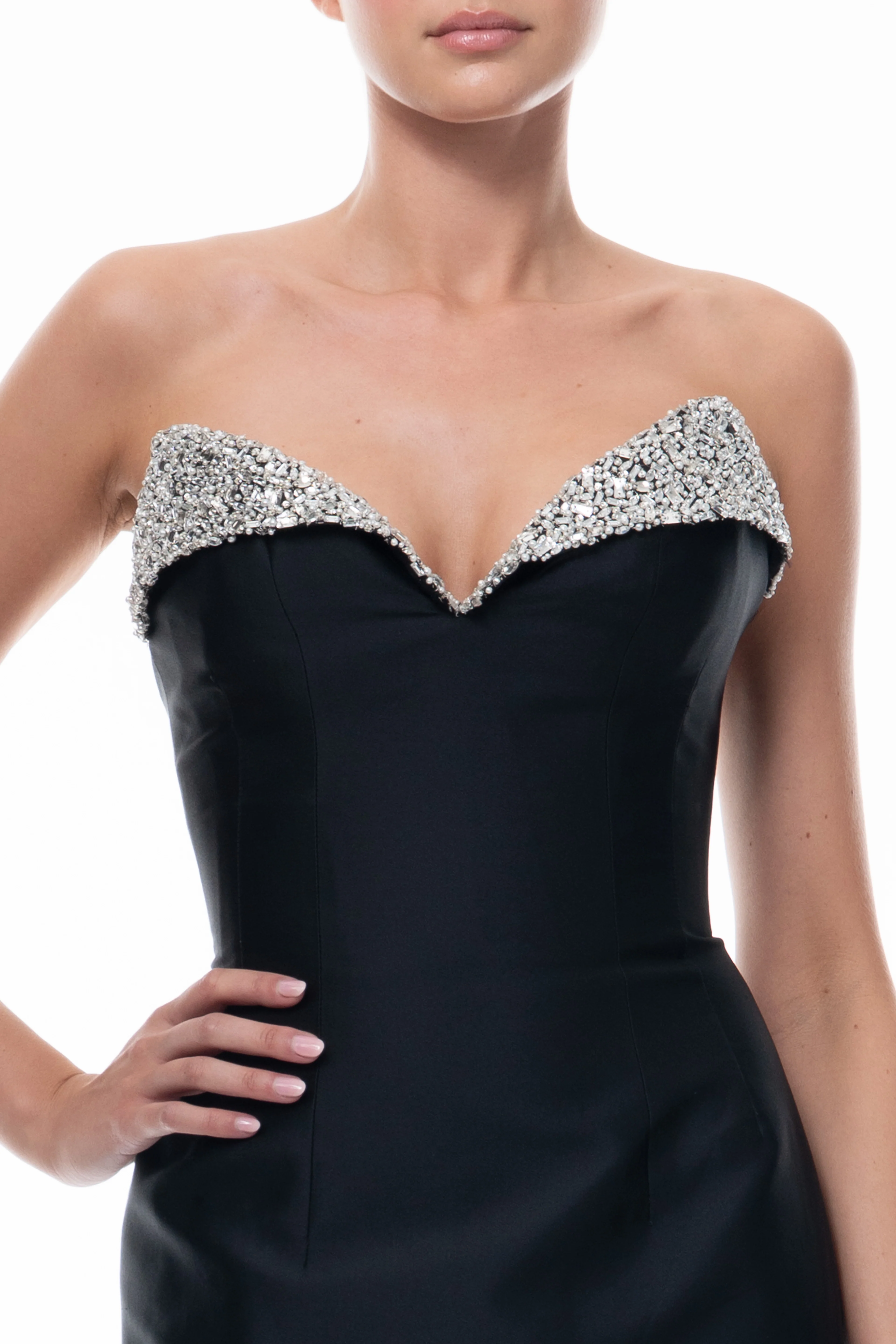 Crystal Lapel Column Gown - Image 3