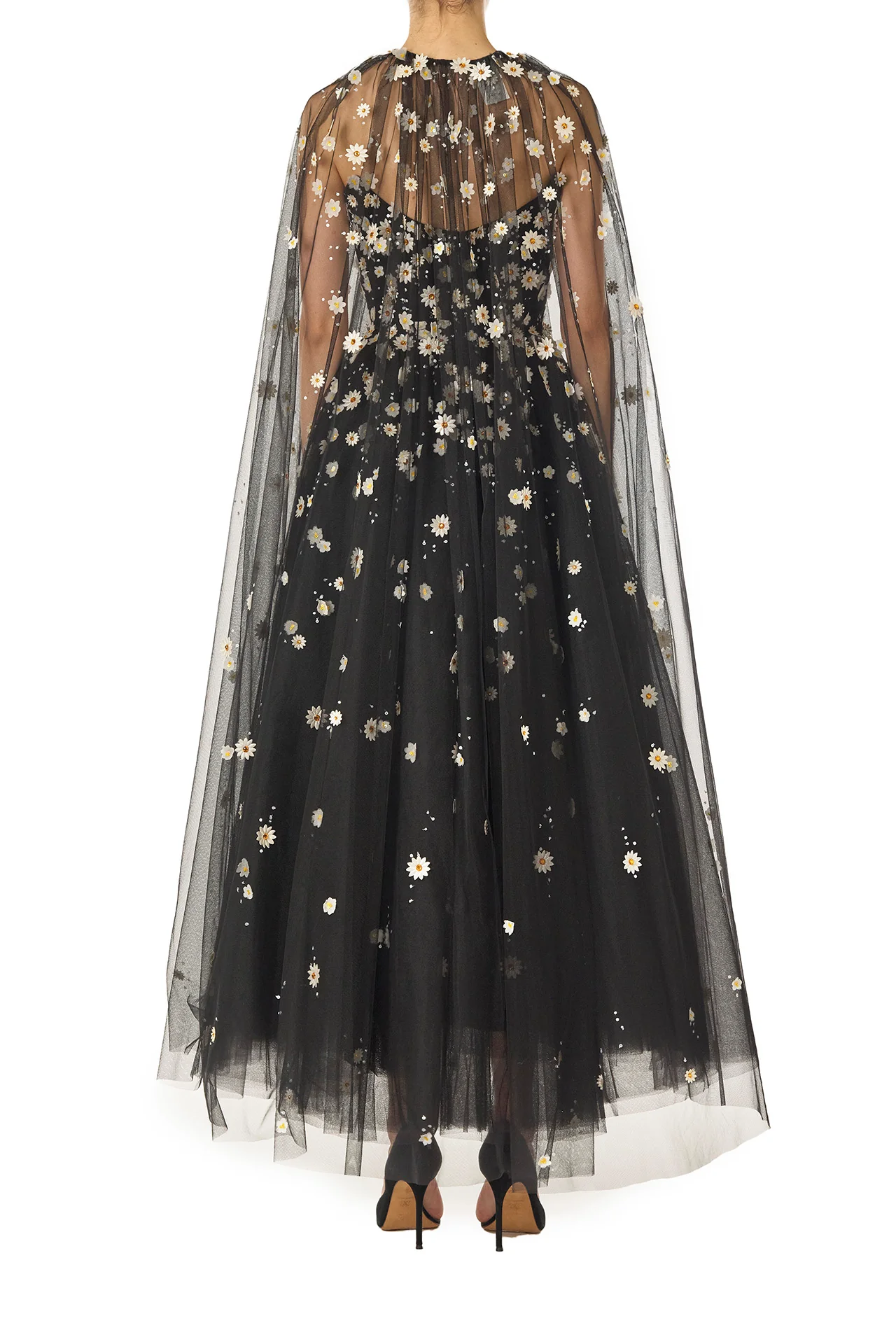Daisy Embroidered Tulle Cape - Image 4