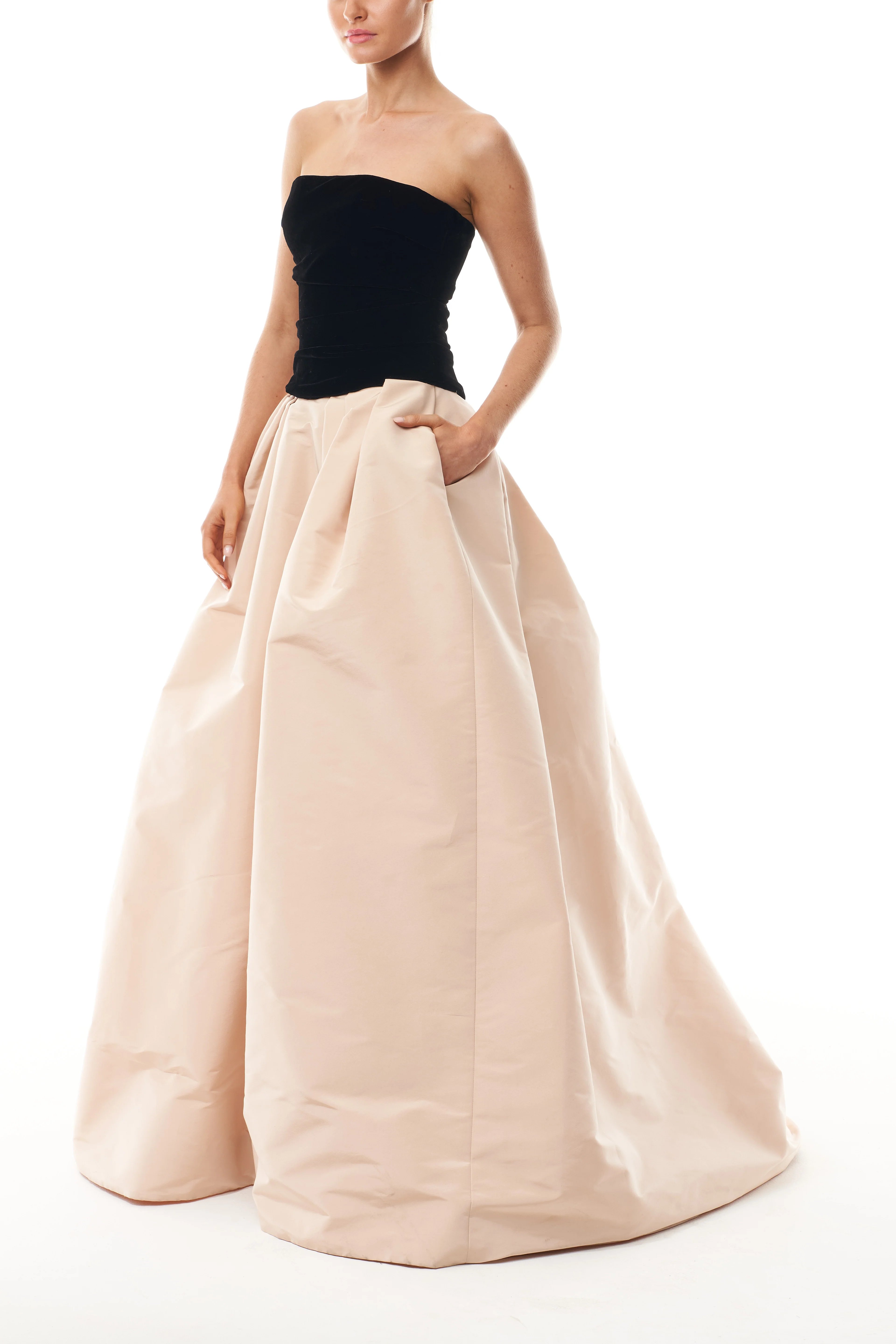 Drop Waist Velvet Faille Ballgown - Image 5