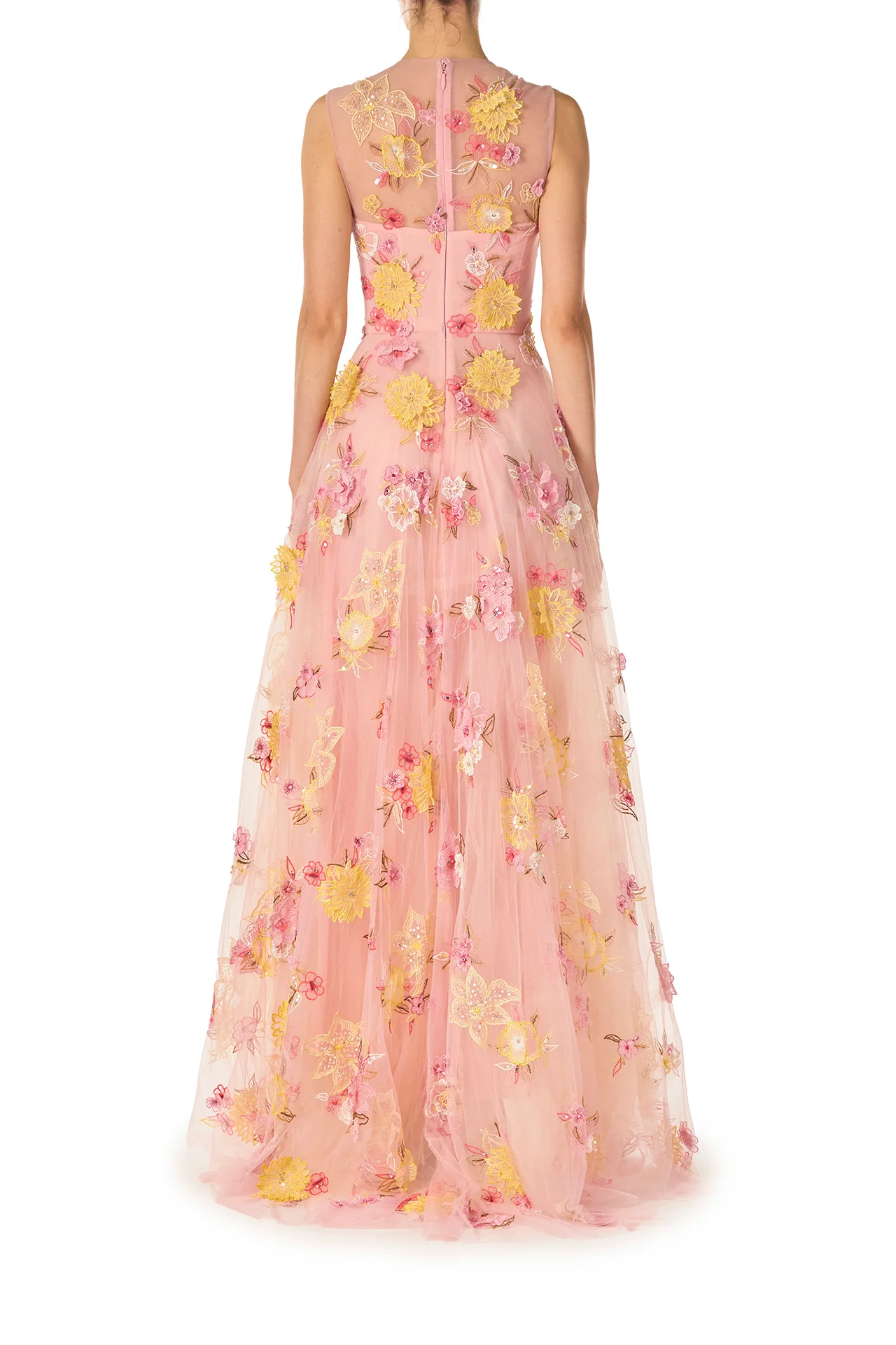 Embroidered Floral Sleeveless Gown - Image 5