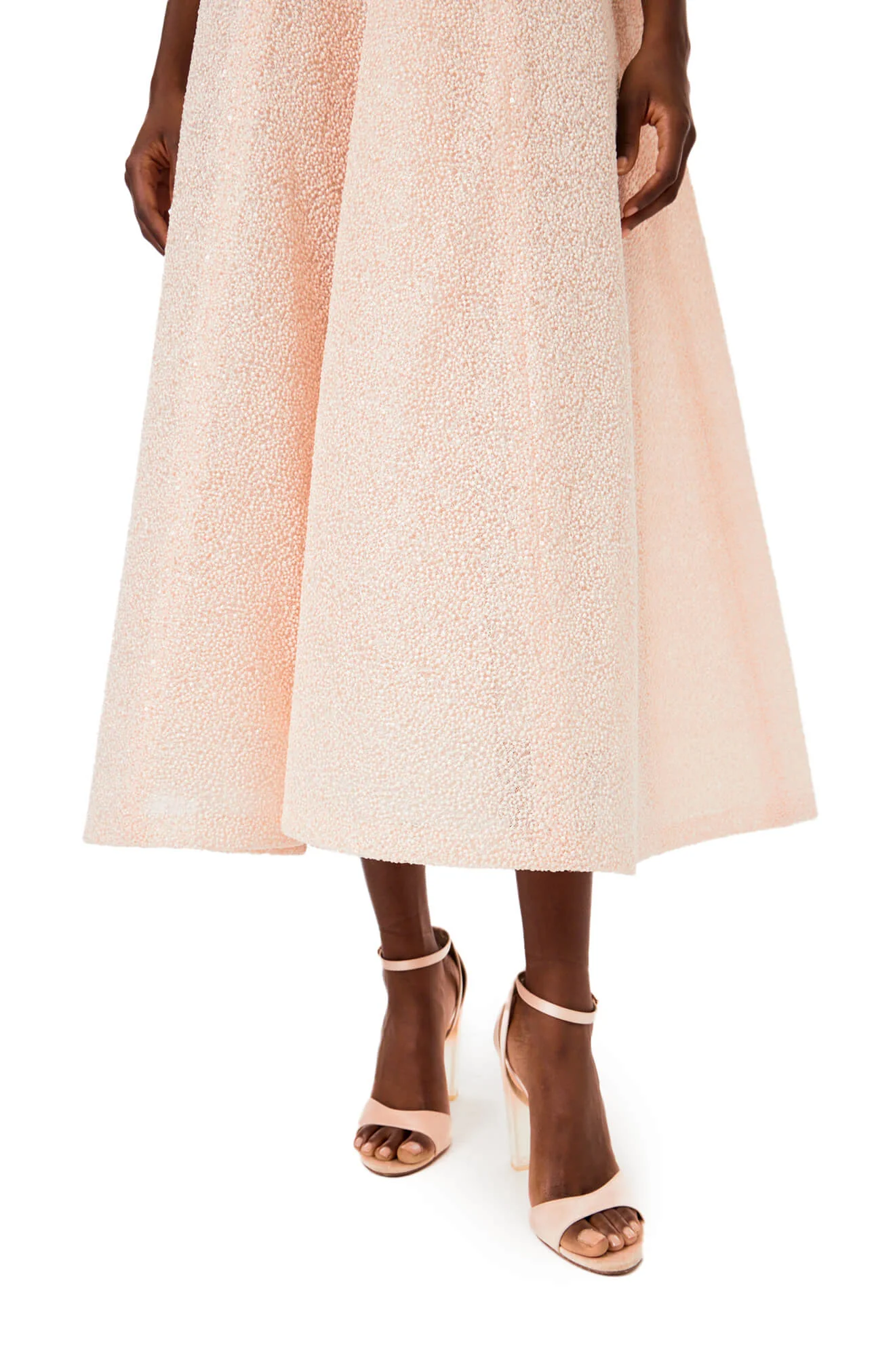 Embroidered Strapless Tea Length Dress - Image 6