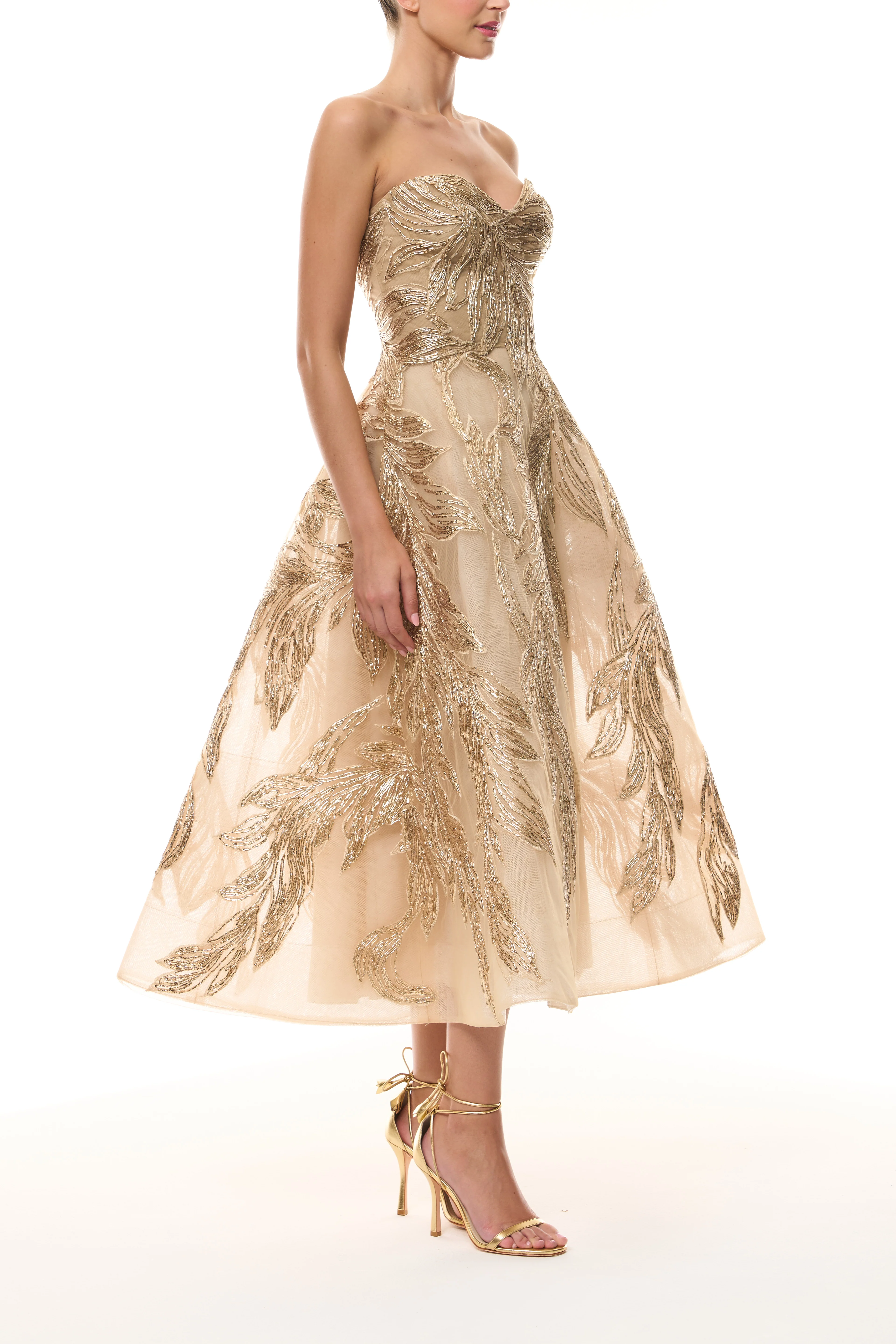Gold Feather Cocktail Dress - Image 3