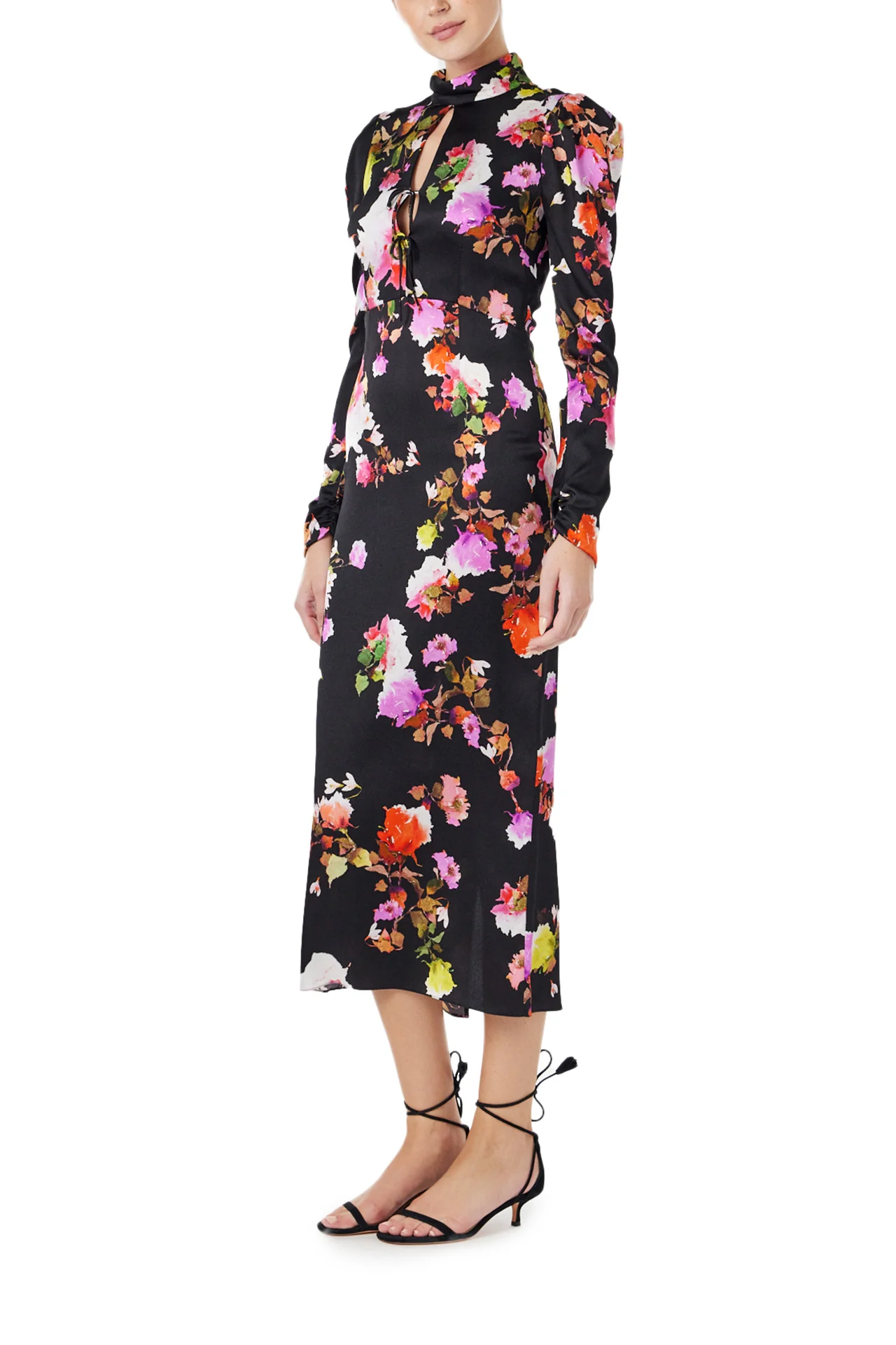 High Neck Floral Midi Dress - Image 4