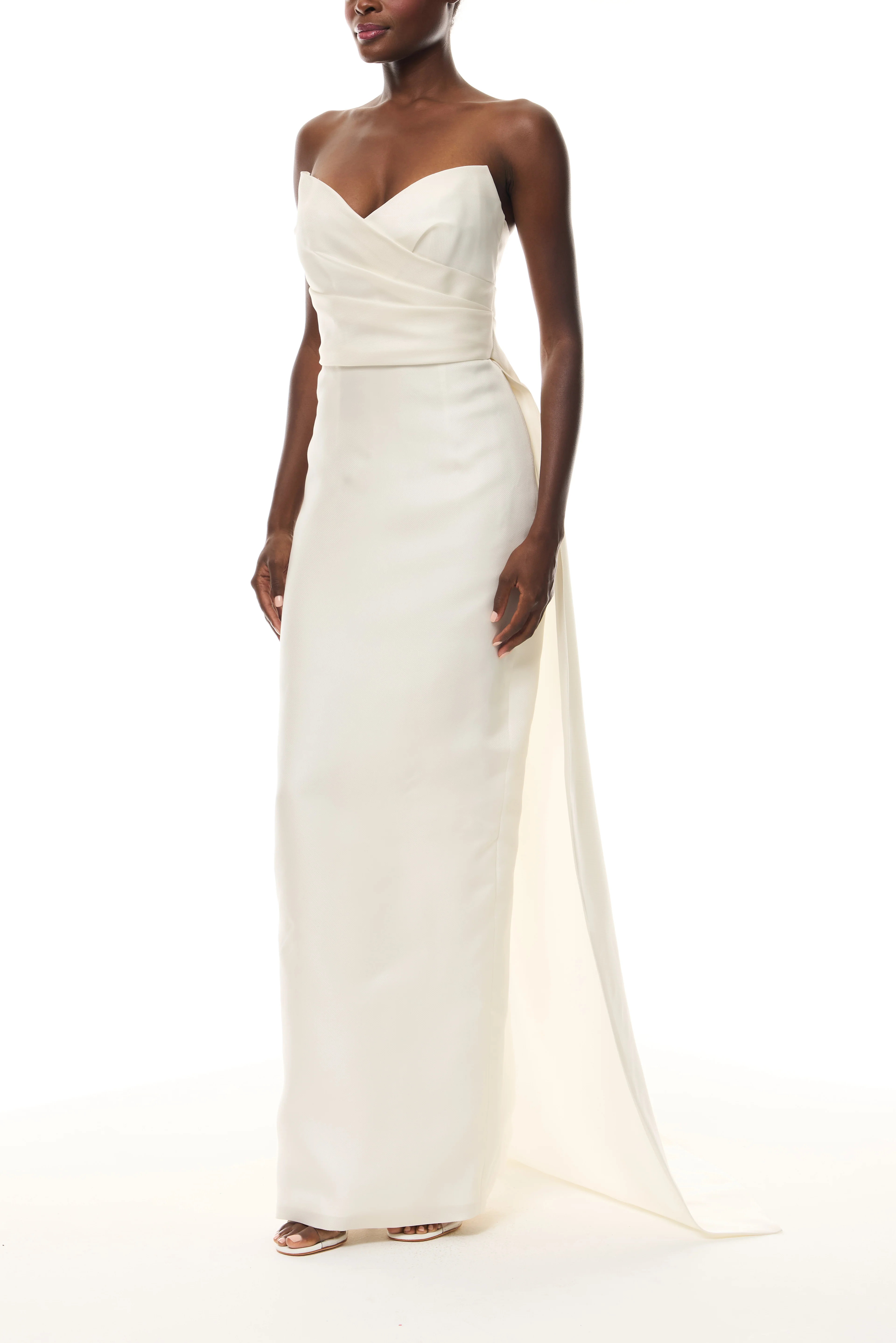 Ivory Draped Column Gown - Image 6