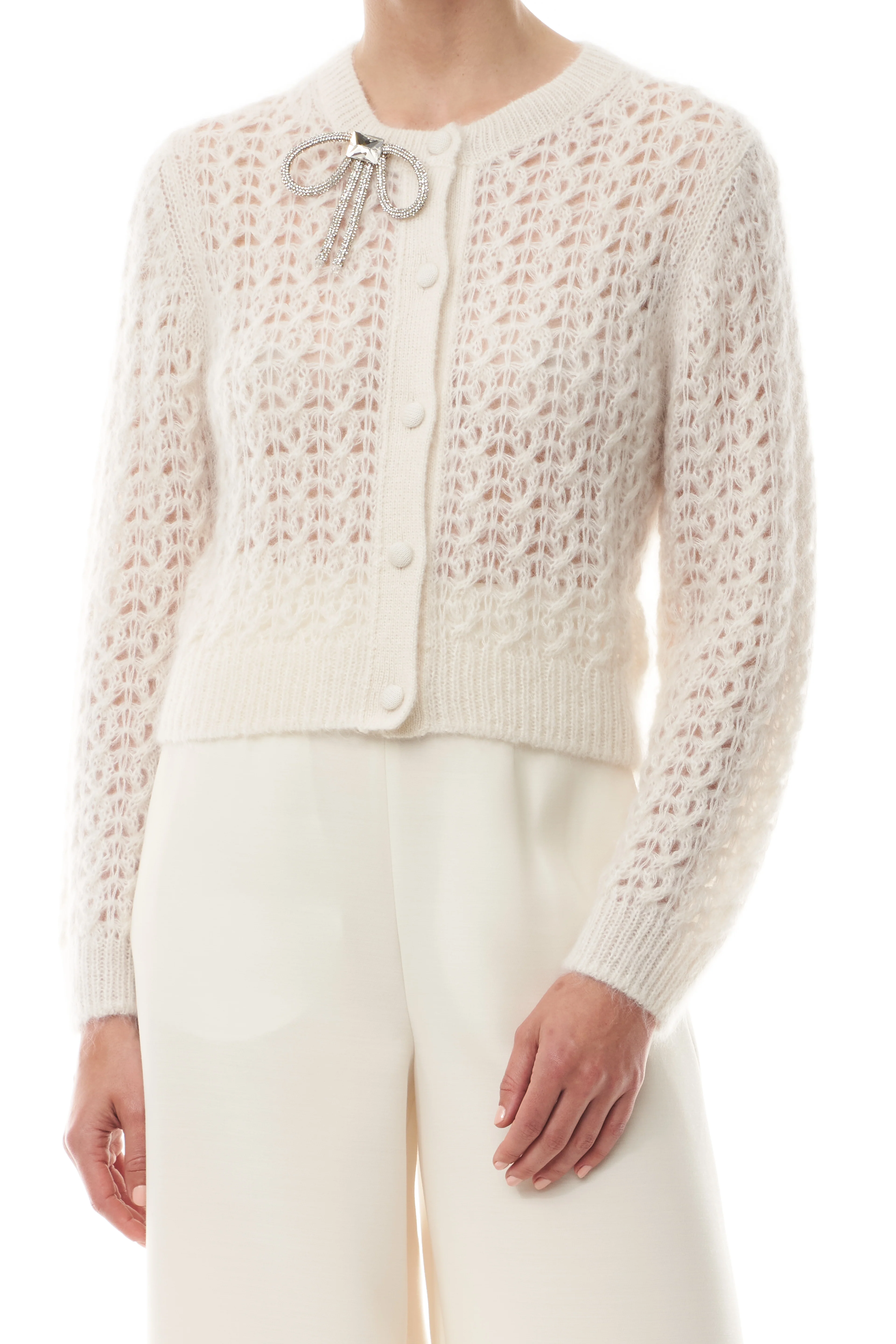 Lace Mohair Bow Cardigan
