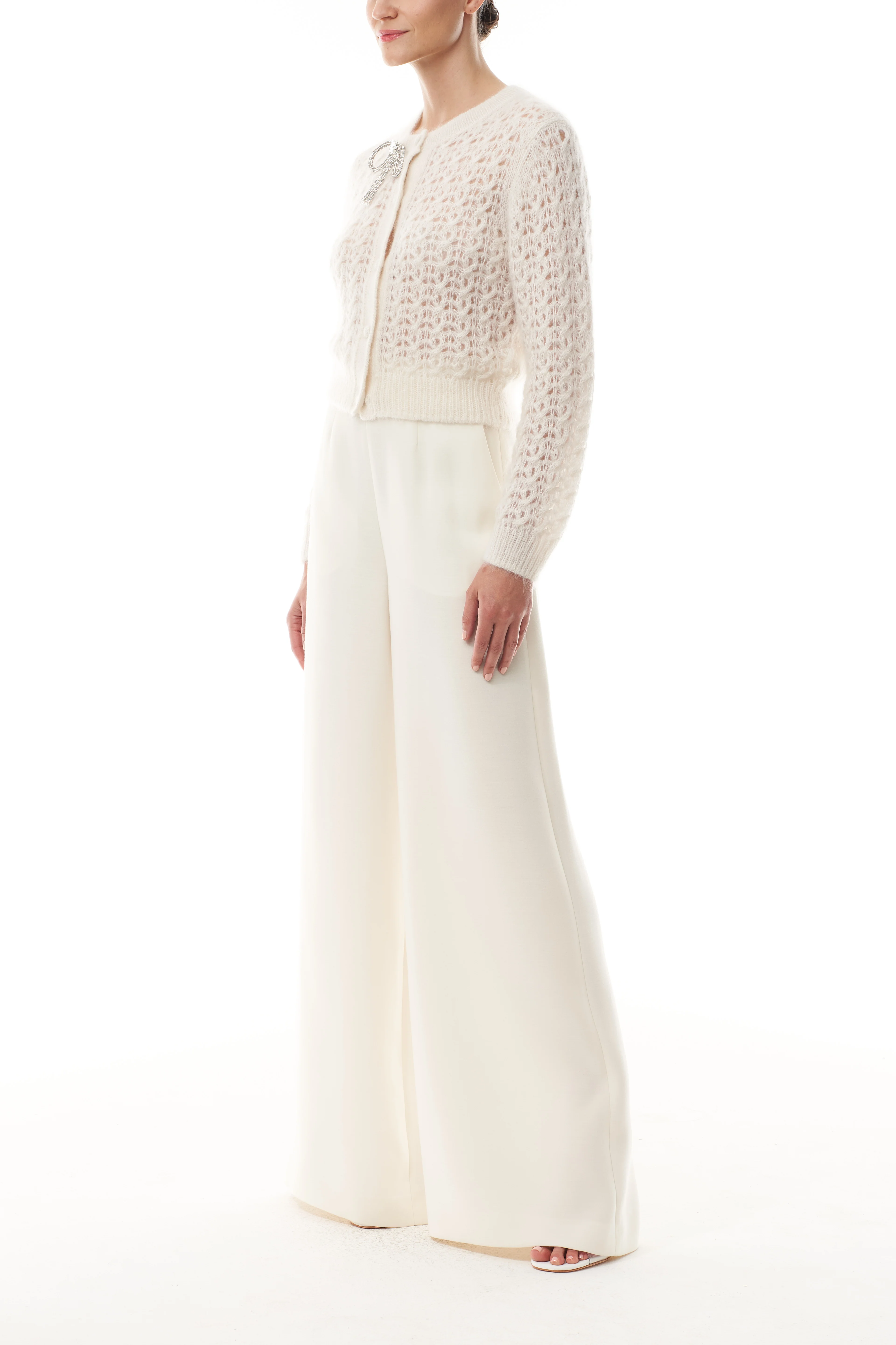 Lace Mohair Bow Cardigan - Image 3
