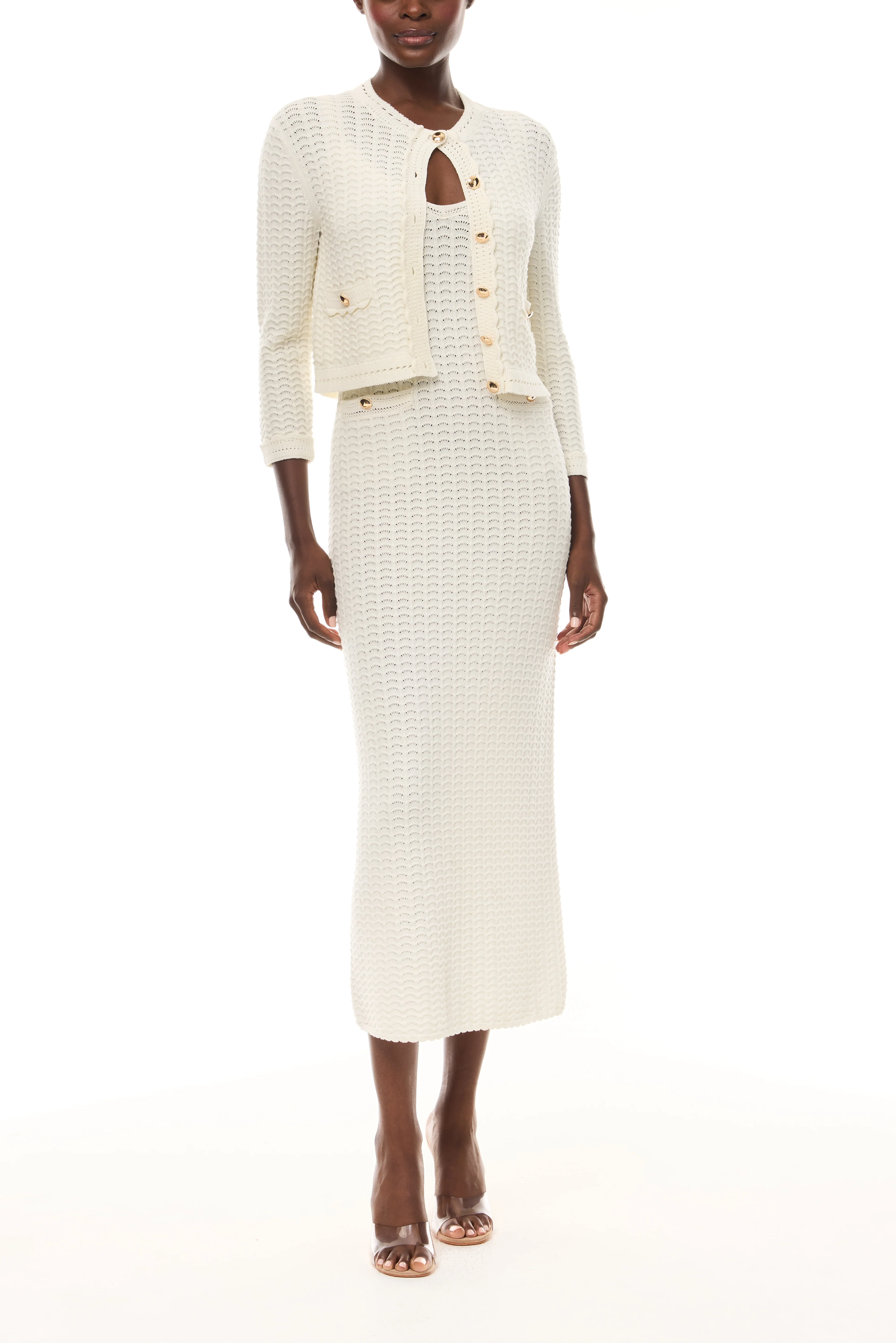 Ivory Lace-Stitch Cardigan - Image 2