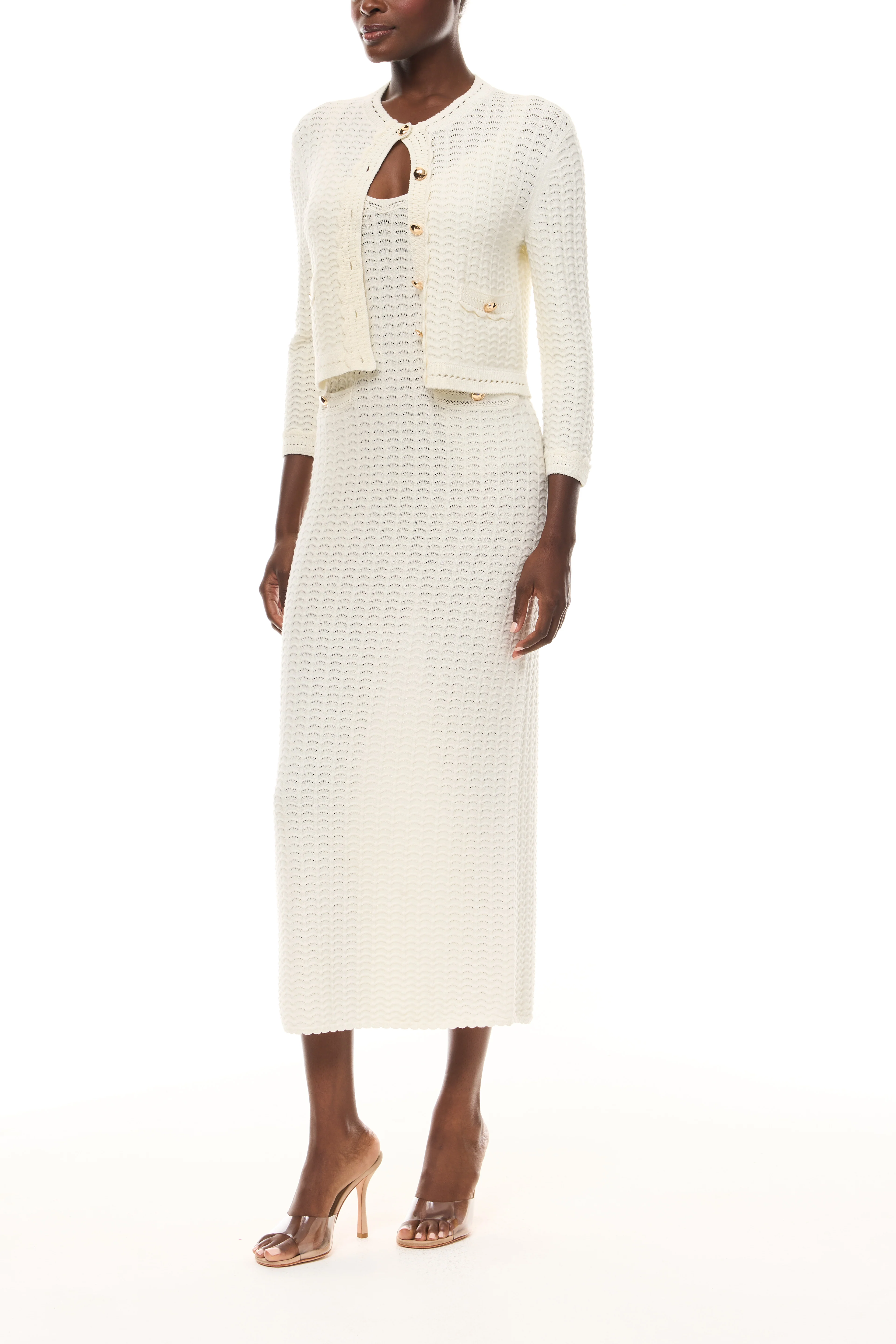 Ivory Lace-Stitch Cardigan - Image 4