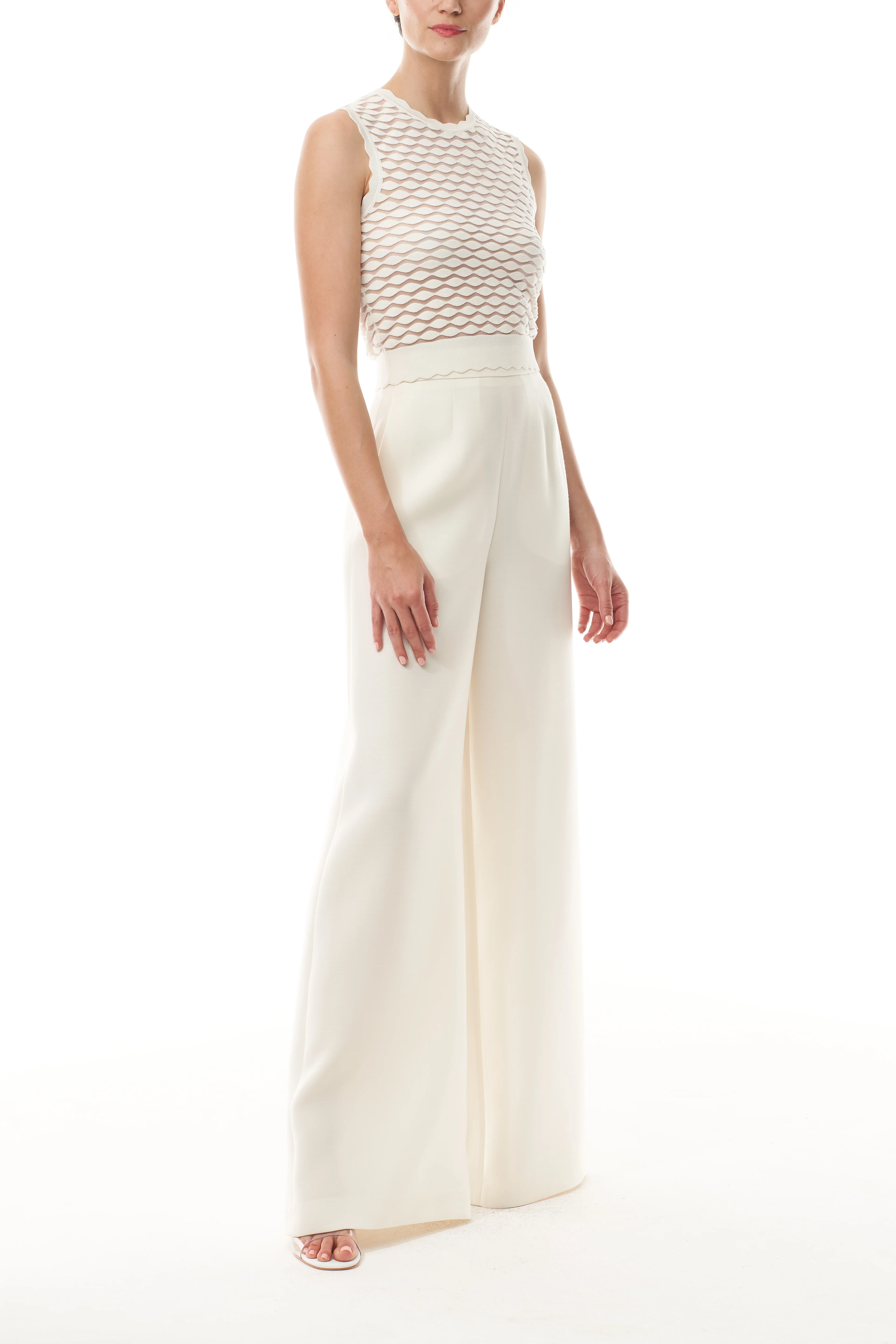 Ivory Scallop Knit Shell - Image 2
