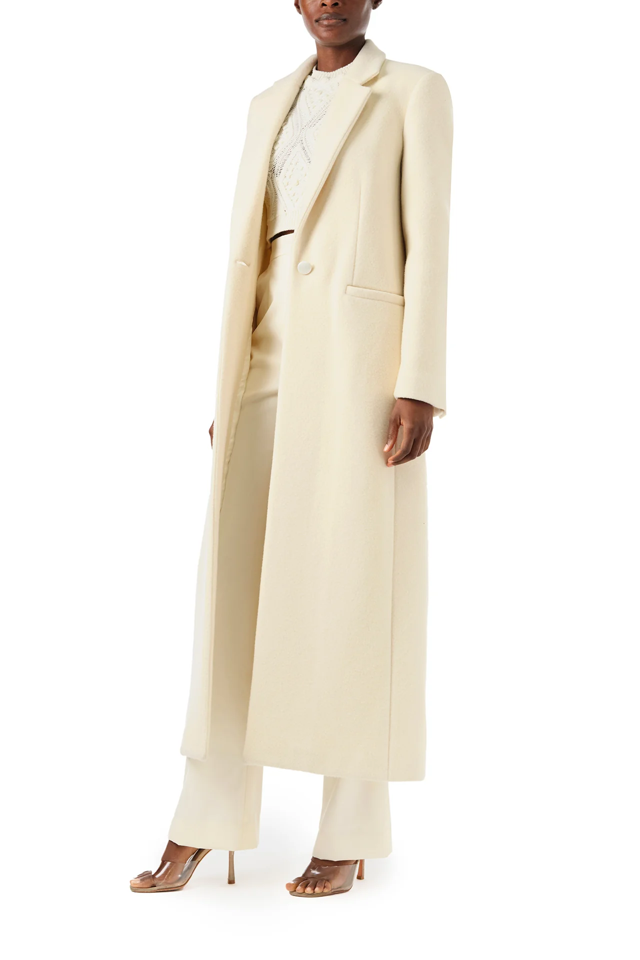 Long Creme Wool Coat - Image 3