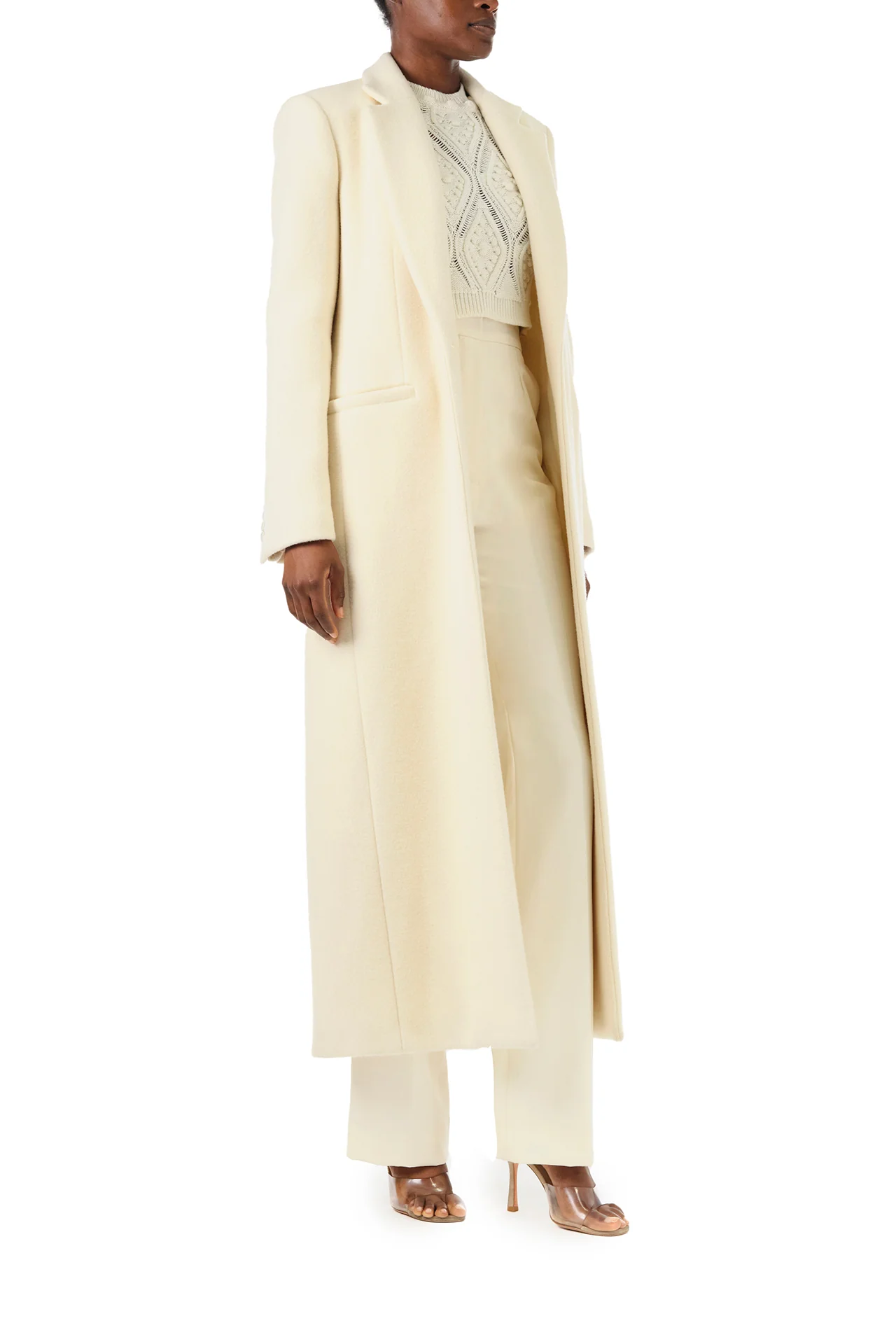 Long Creme Wool Coat - Image 4