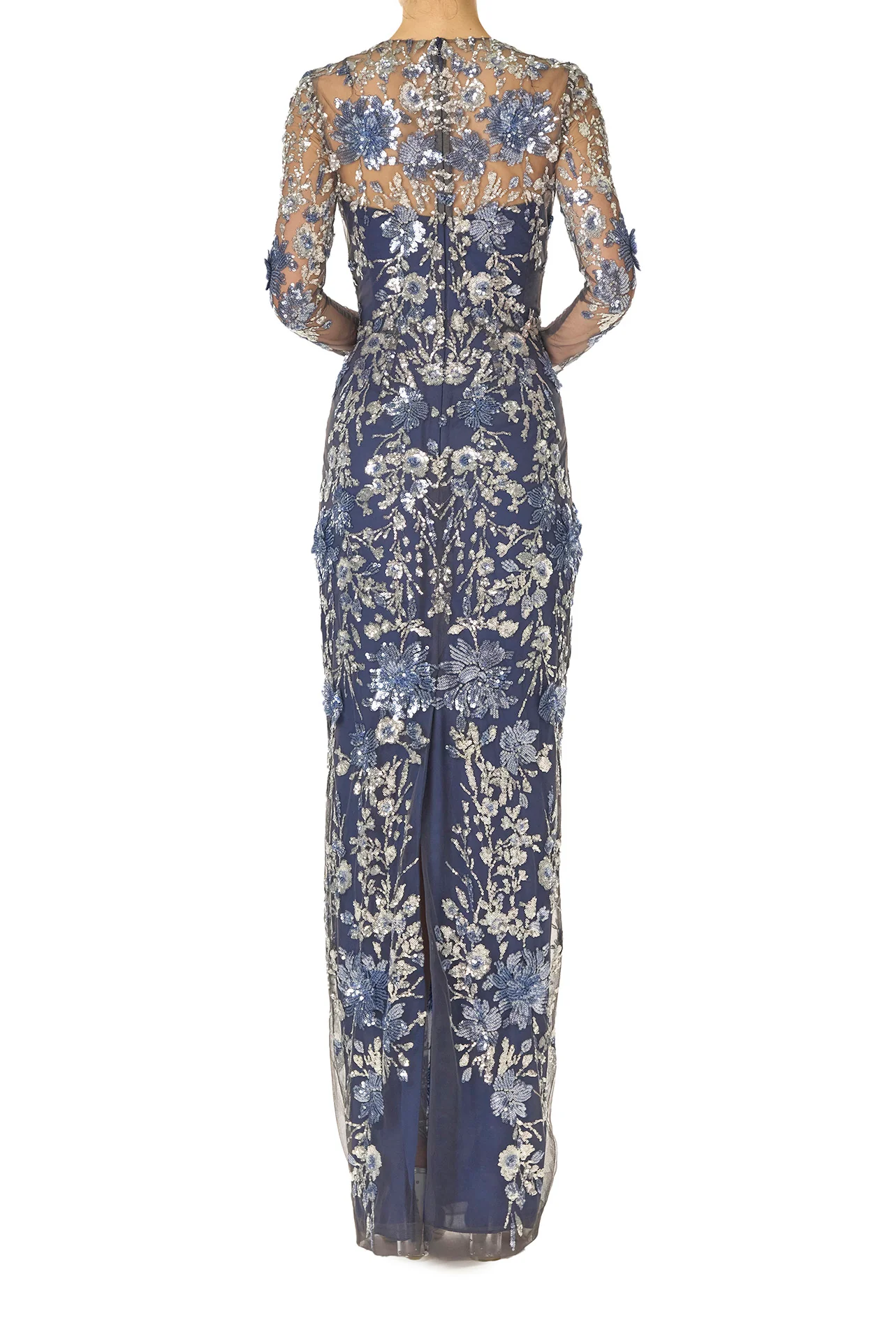 Long Sleeve Illusion Sequin Gown - Image 5