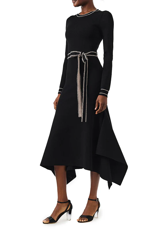 Long Sleeve Noir Knit Dress - Image 3