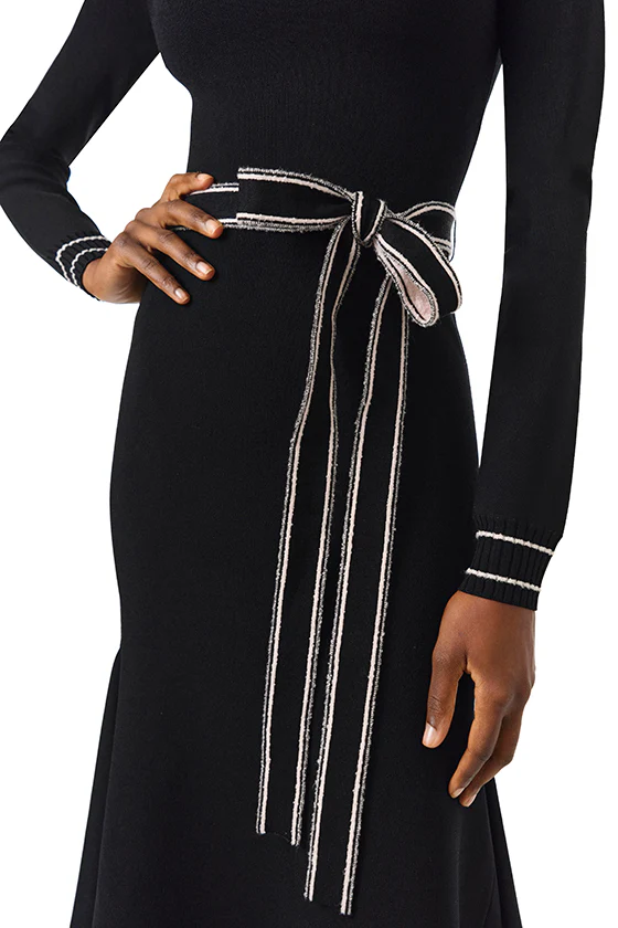 Long Sleeve Noir Knit Dress - Image 6