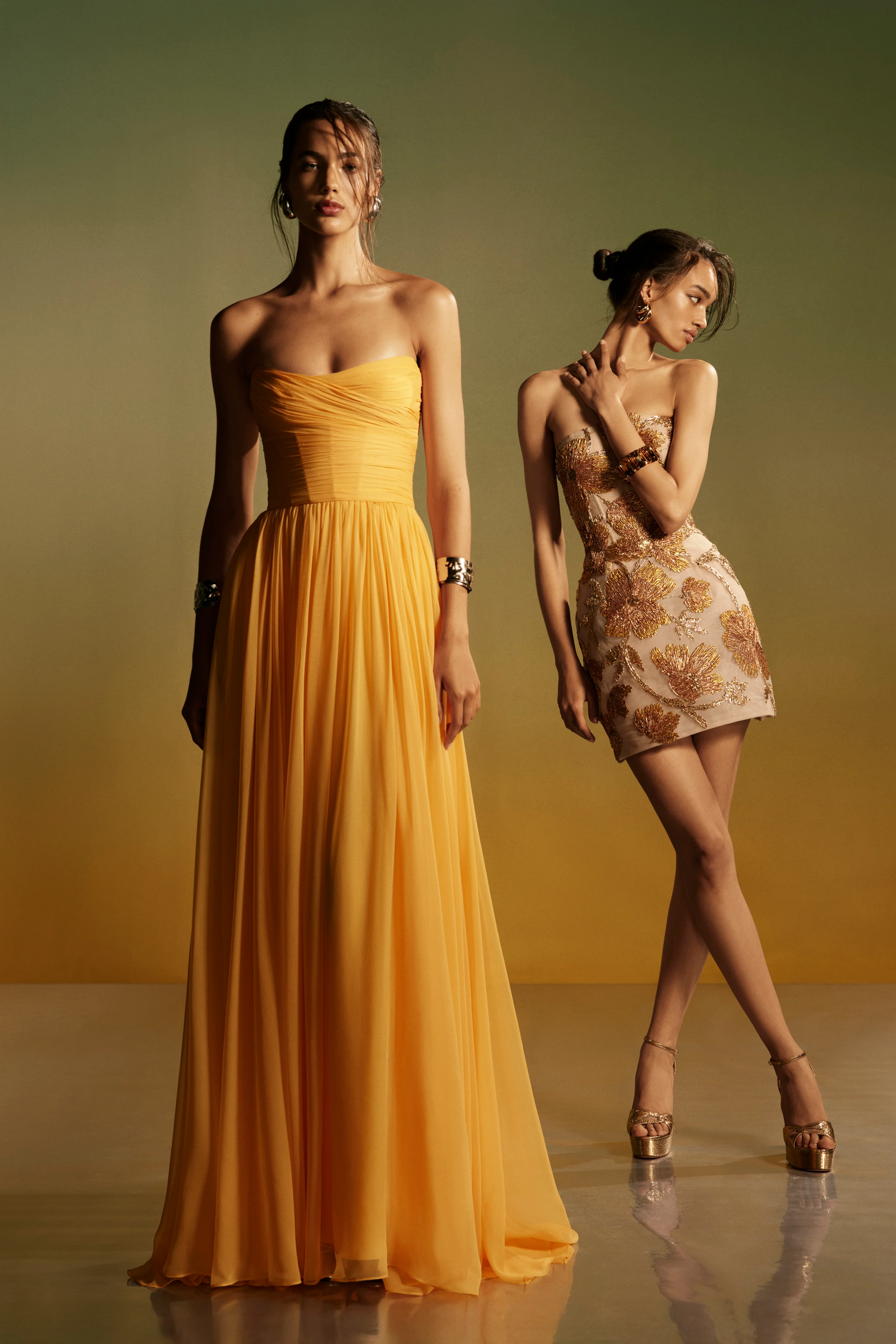 Metallic Gold Sculpted Mini Dress - Image 4
