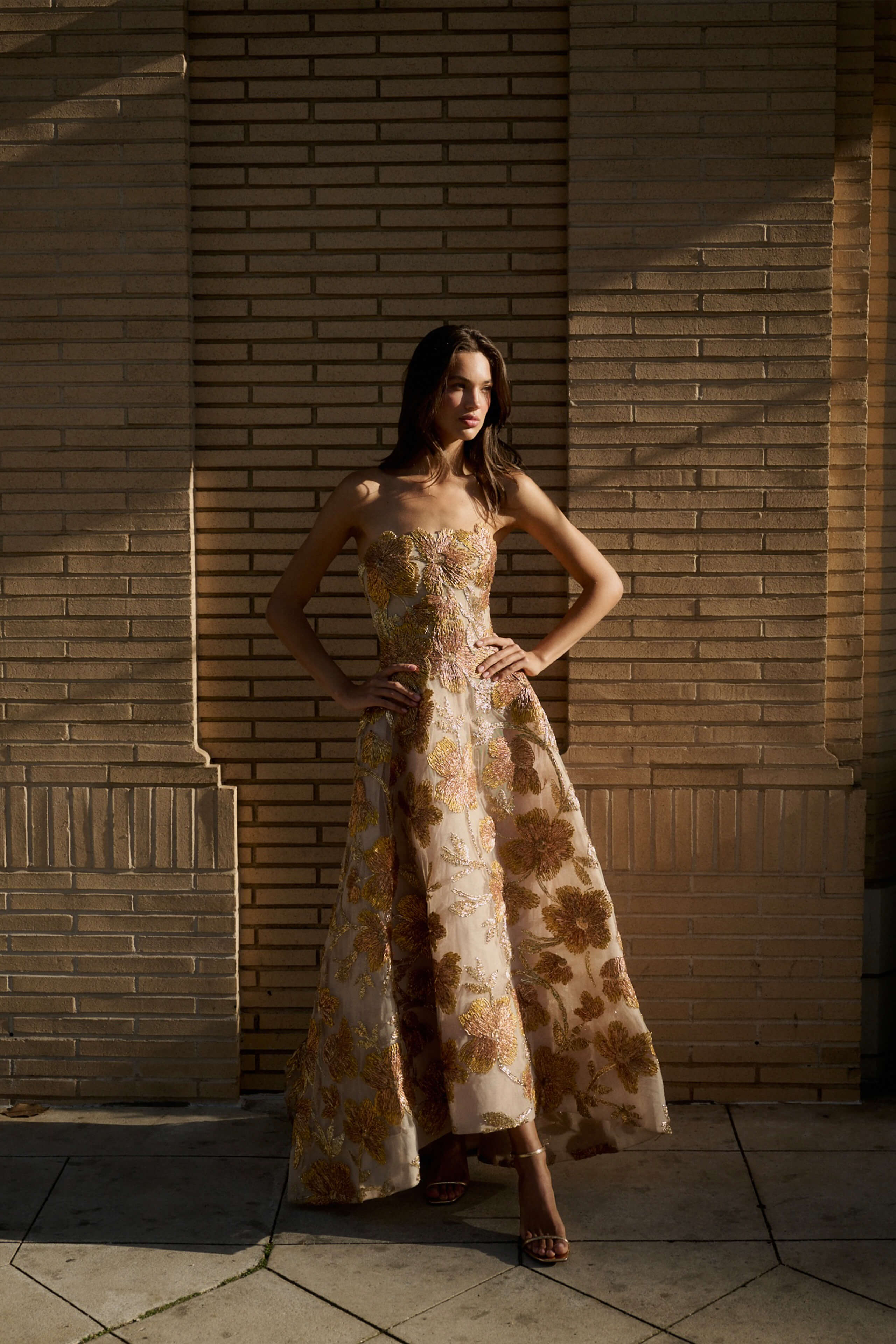Metallic Raffia Floral High-Low Gown - Image 5