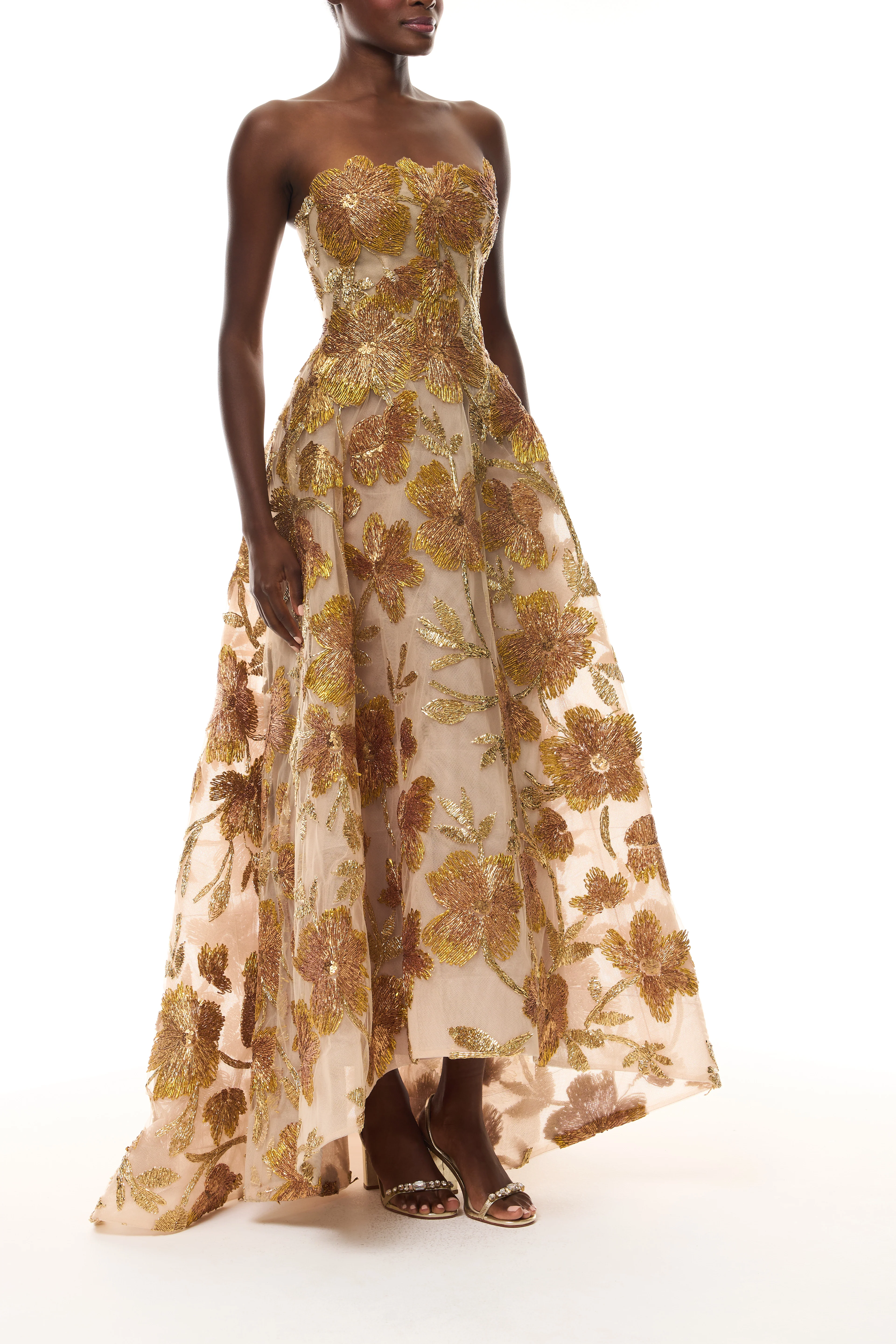Metallic Raffia Floral High-Low Gown - Image 6