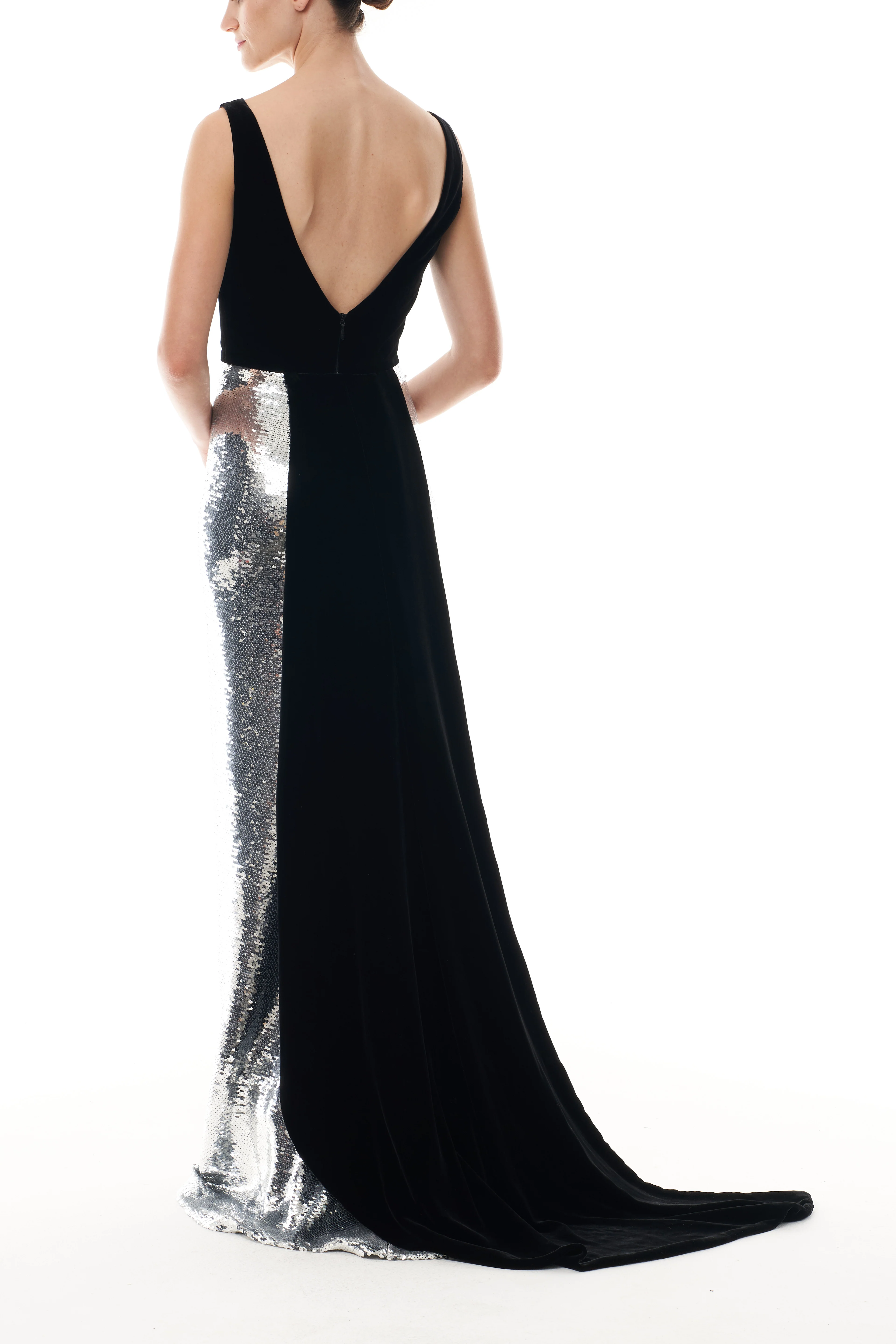 Noir Silver Velvet & Sequin Gown - Image 2