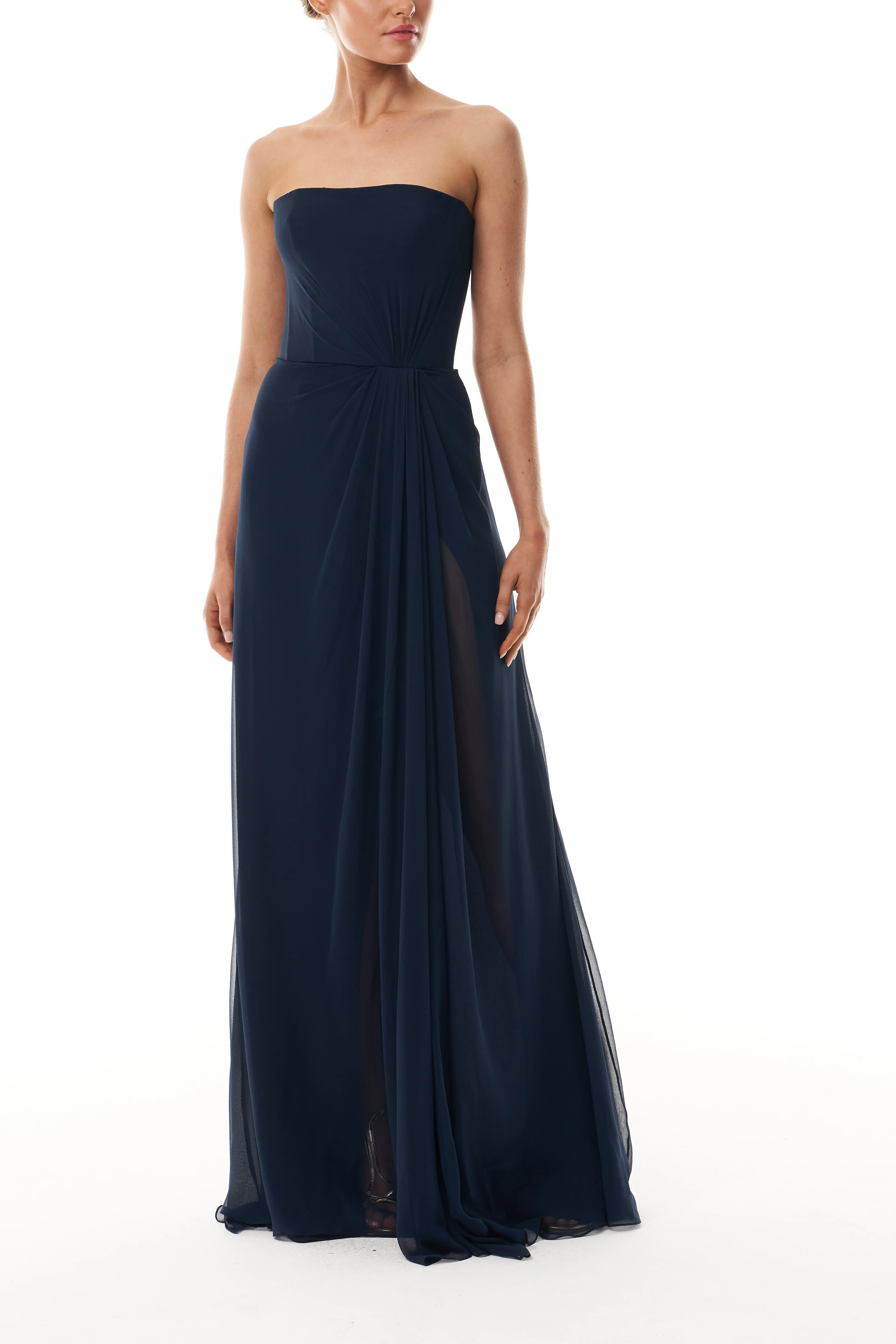 Ocean Chiffon Draped Gown