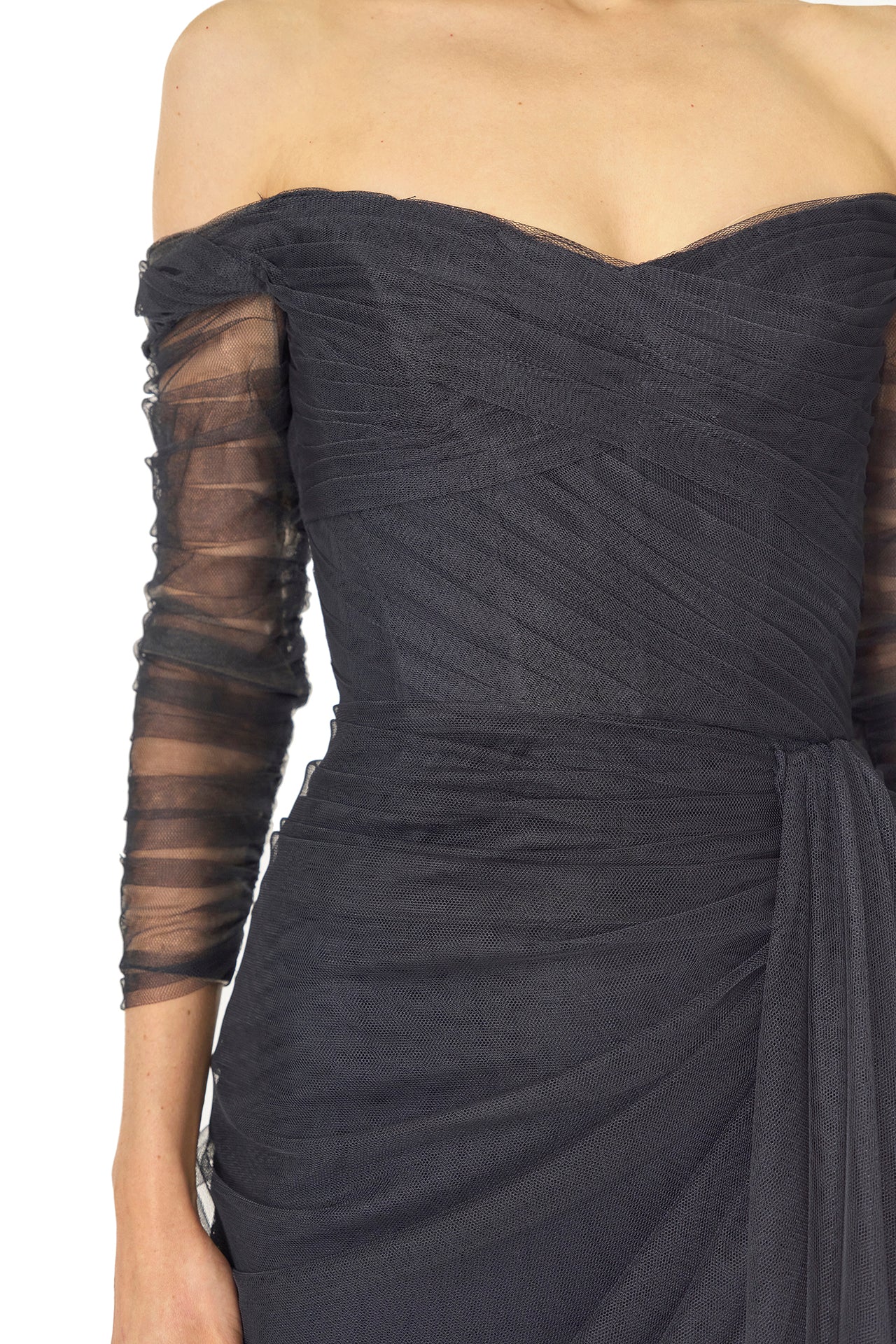 Off The Shoulder Draped Tulle Gown - Image 2