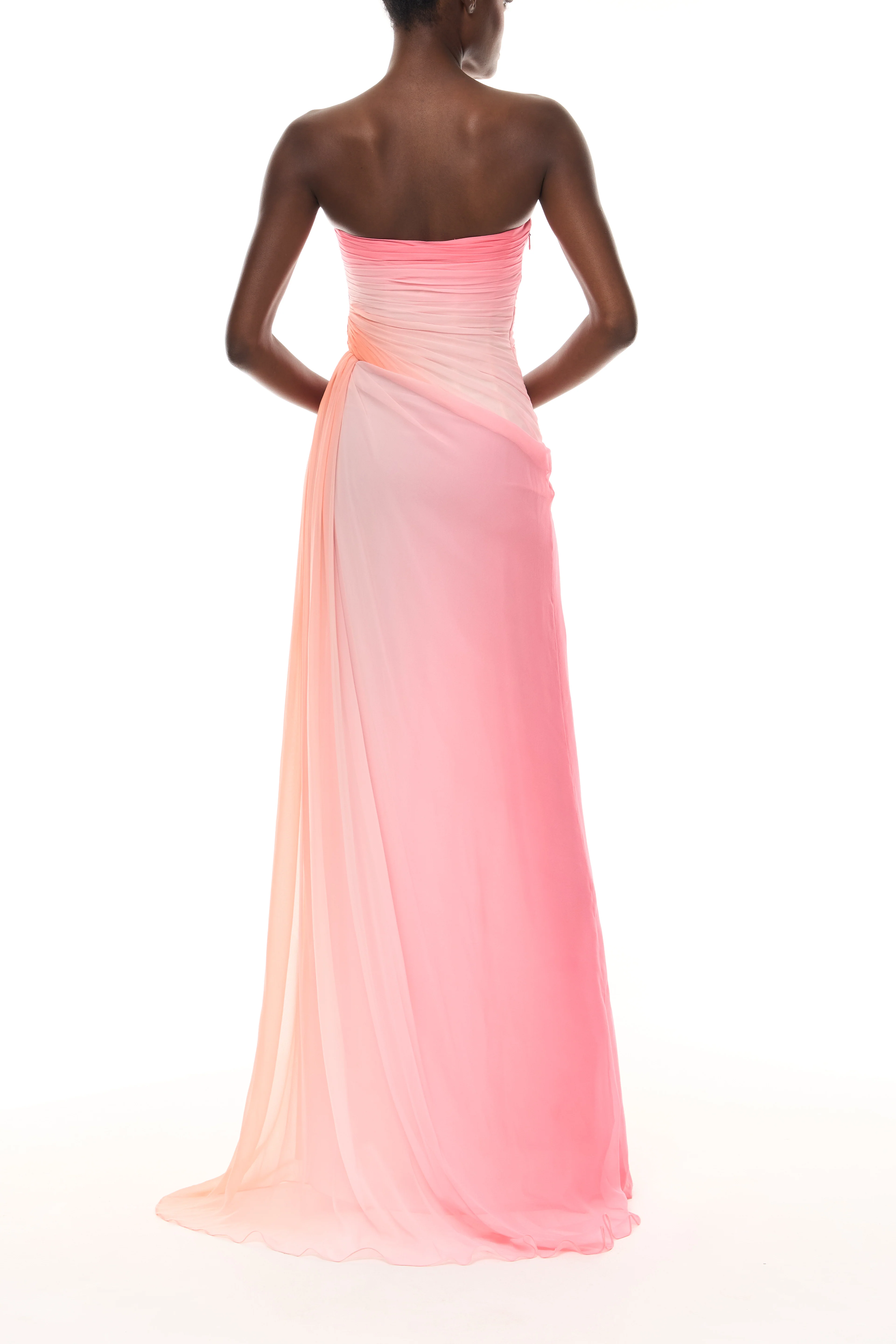 Ombre Chiffon Strapless Gown - Image 7