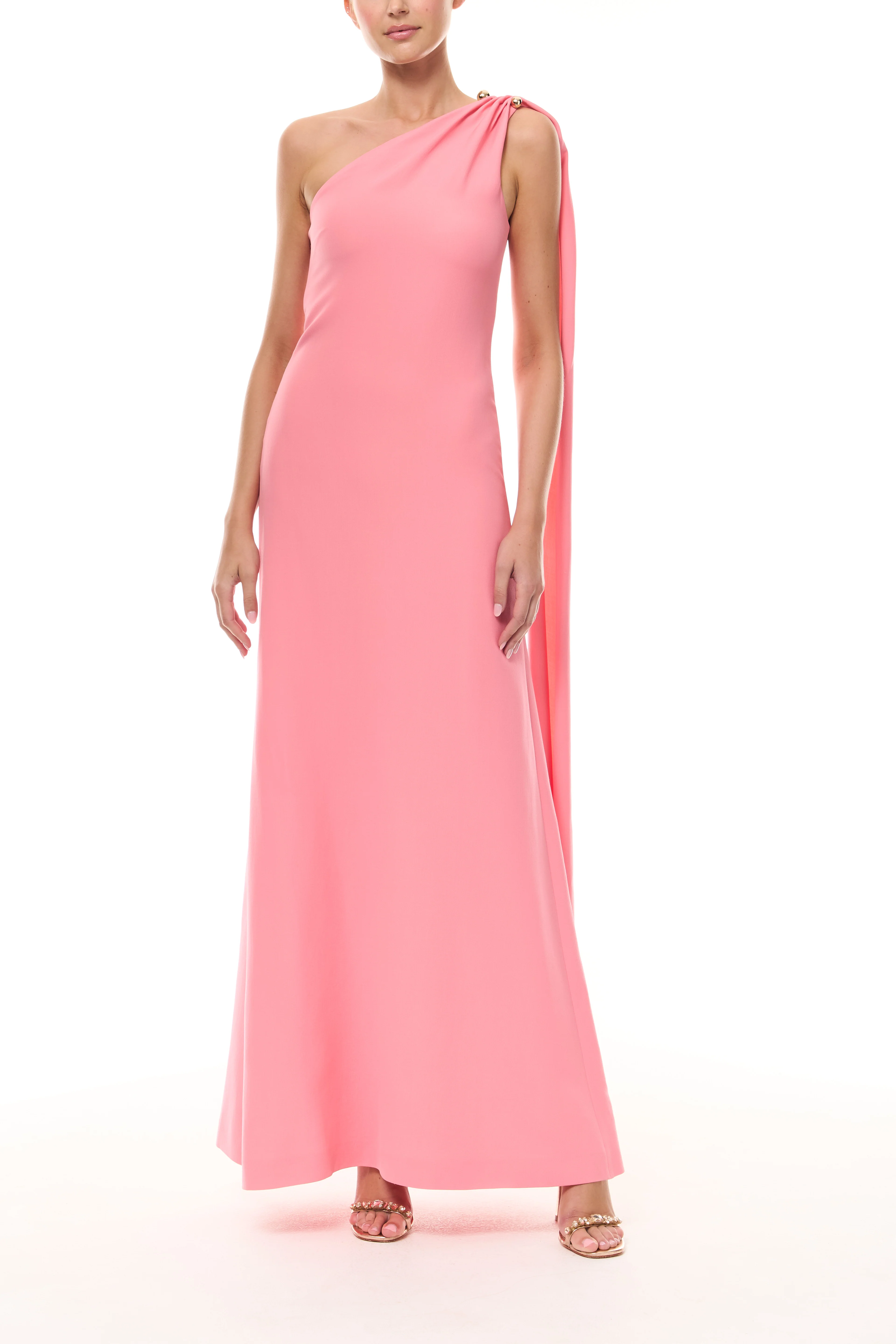 Plumeria One Shoulder Draped Gown