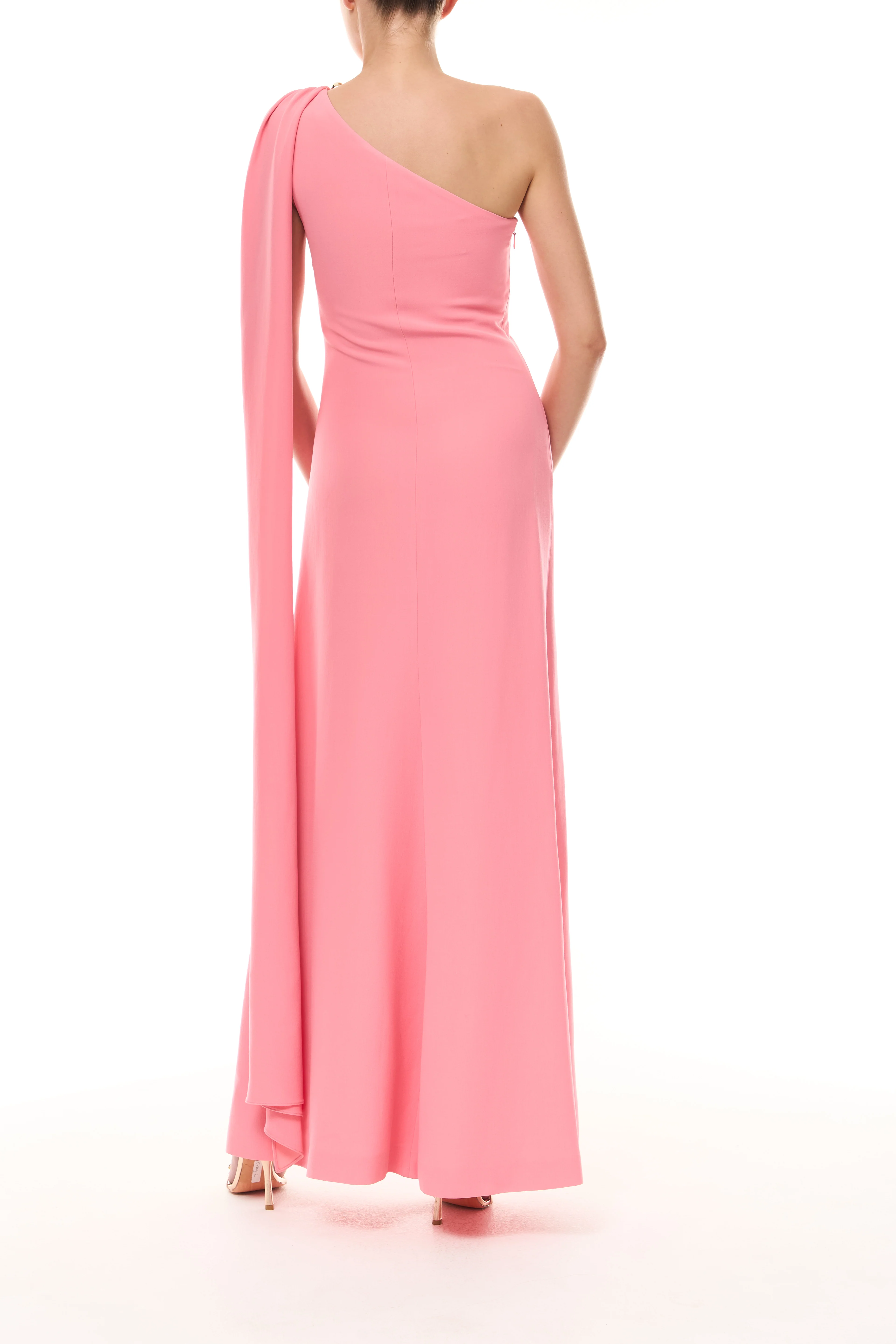 Plumeria One Shoulder Draped Gown - Image 4