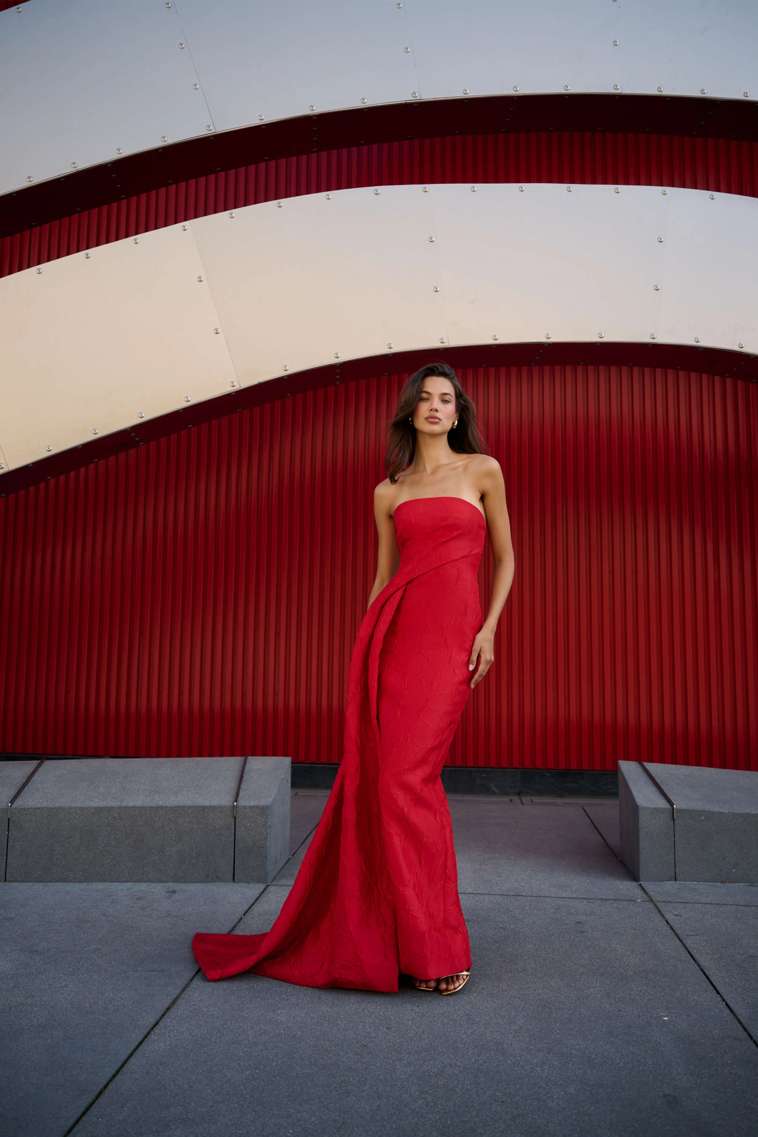 Poppy Jacquard Column Gown - Image 3