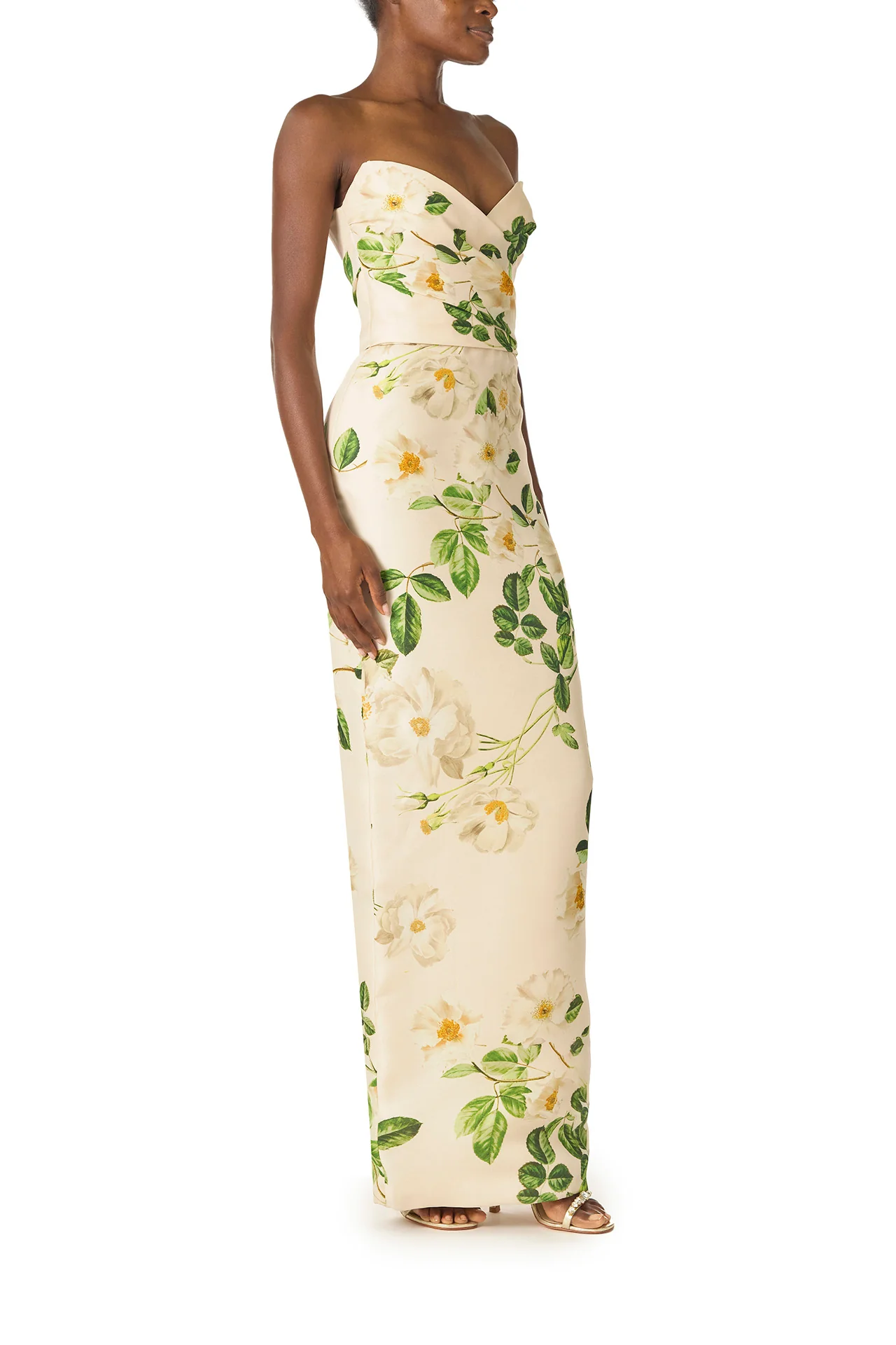Rose Printed Column Gown - Image 5