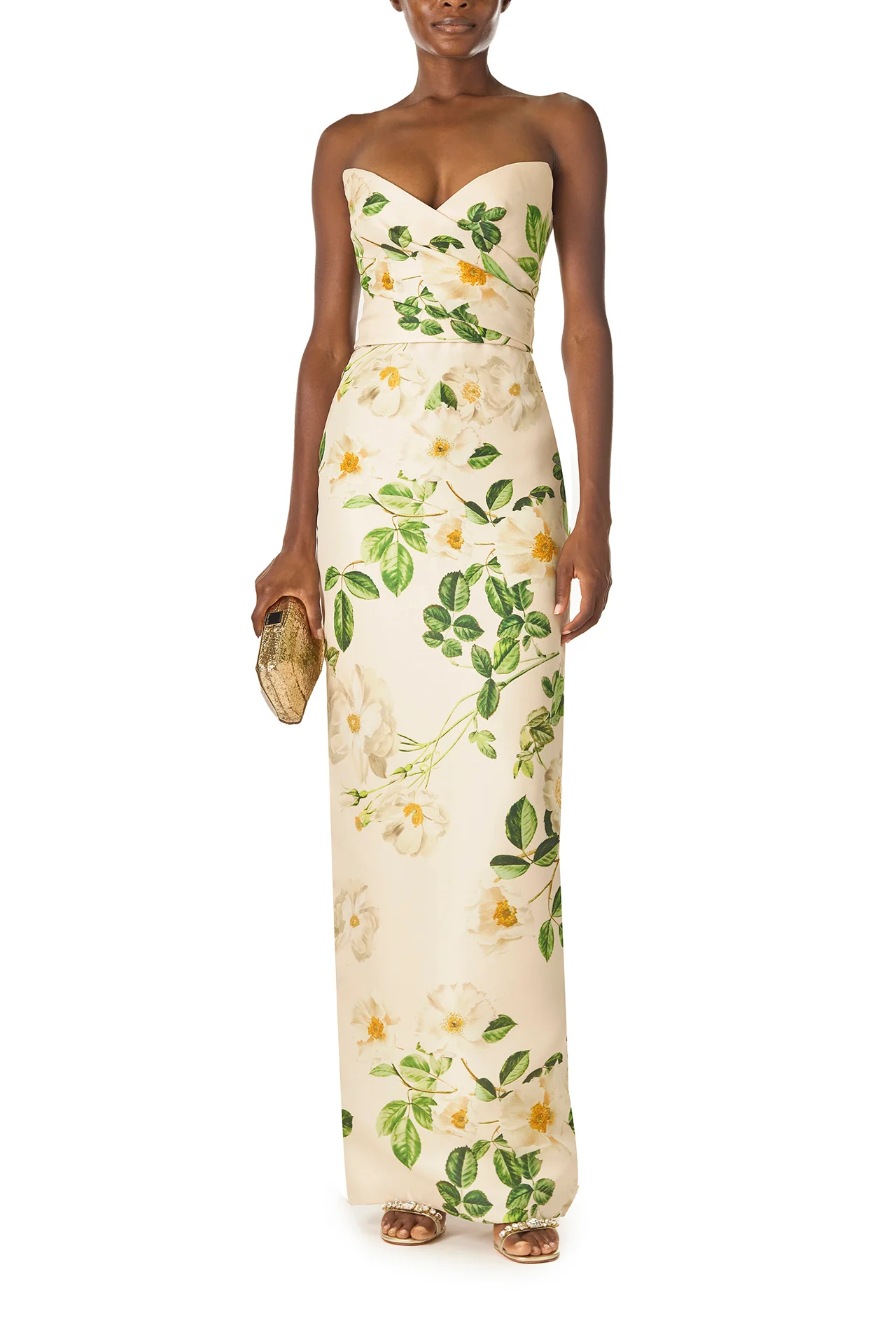 Rose Printed Column Gown - Image 7