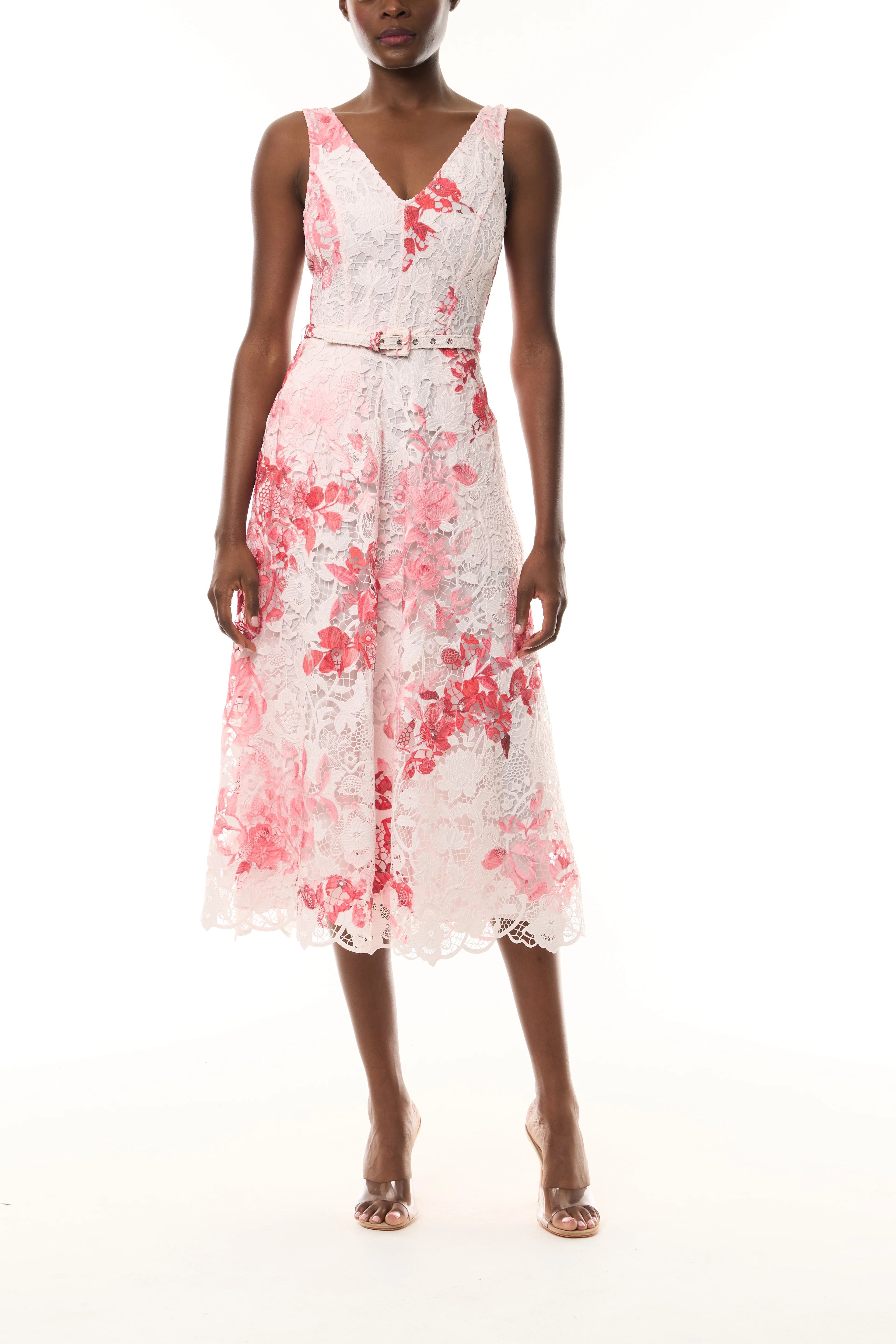 Rose Printed Lace Midi Dress - Image 4