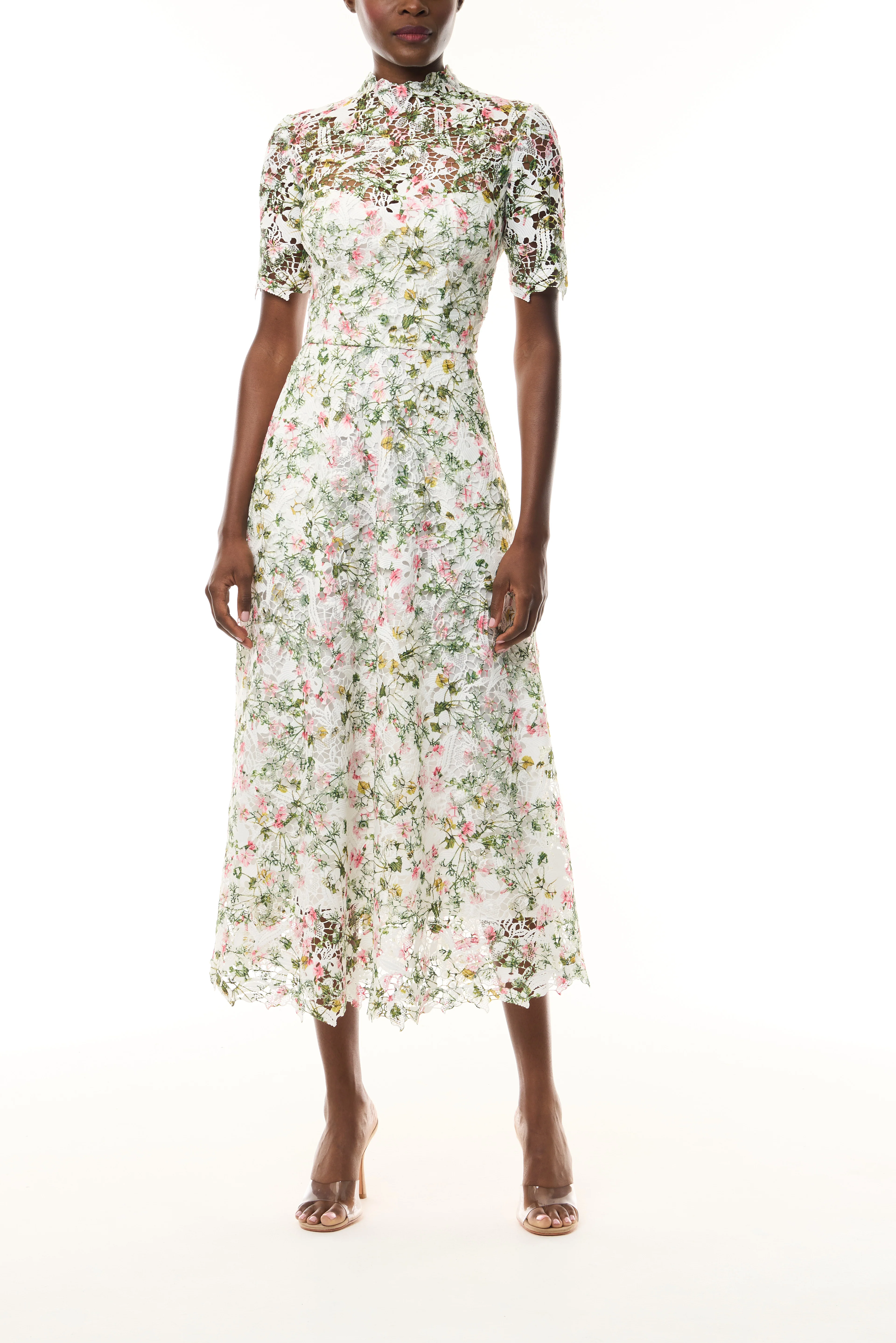 Short Sleeve Floral Lace Dress