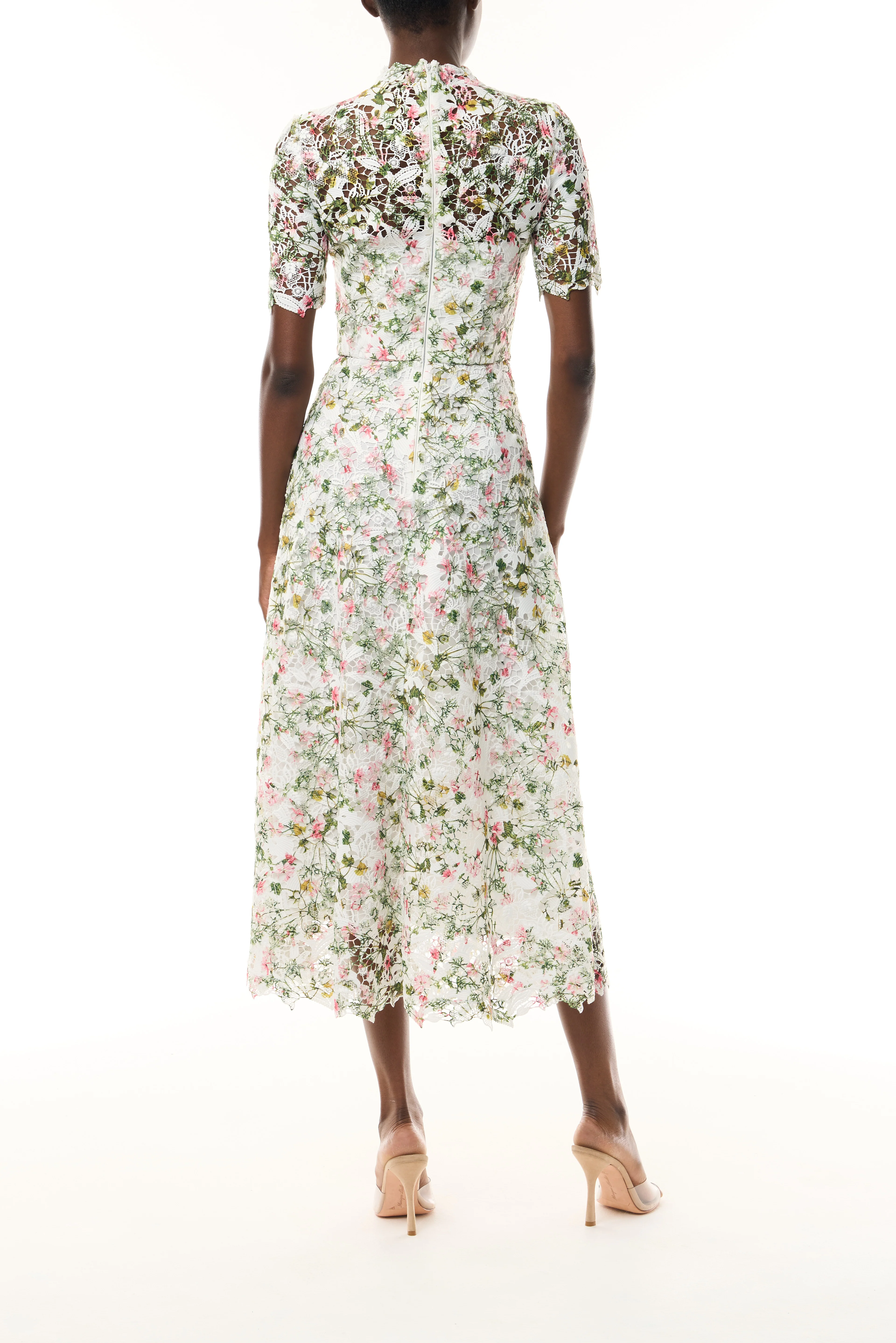 Short Sleeve Floral Lace Dress - Image 6