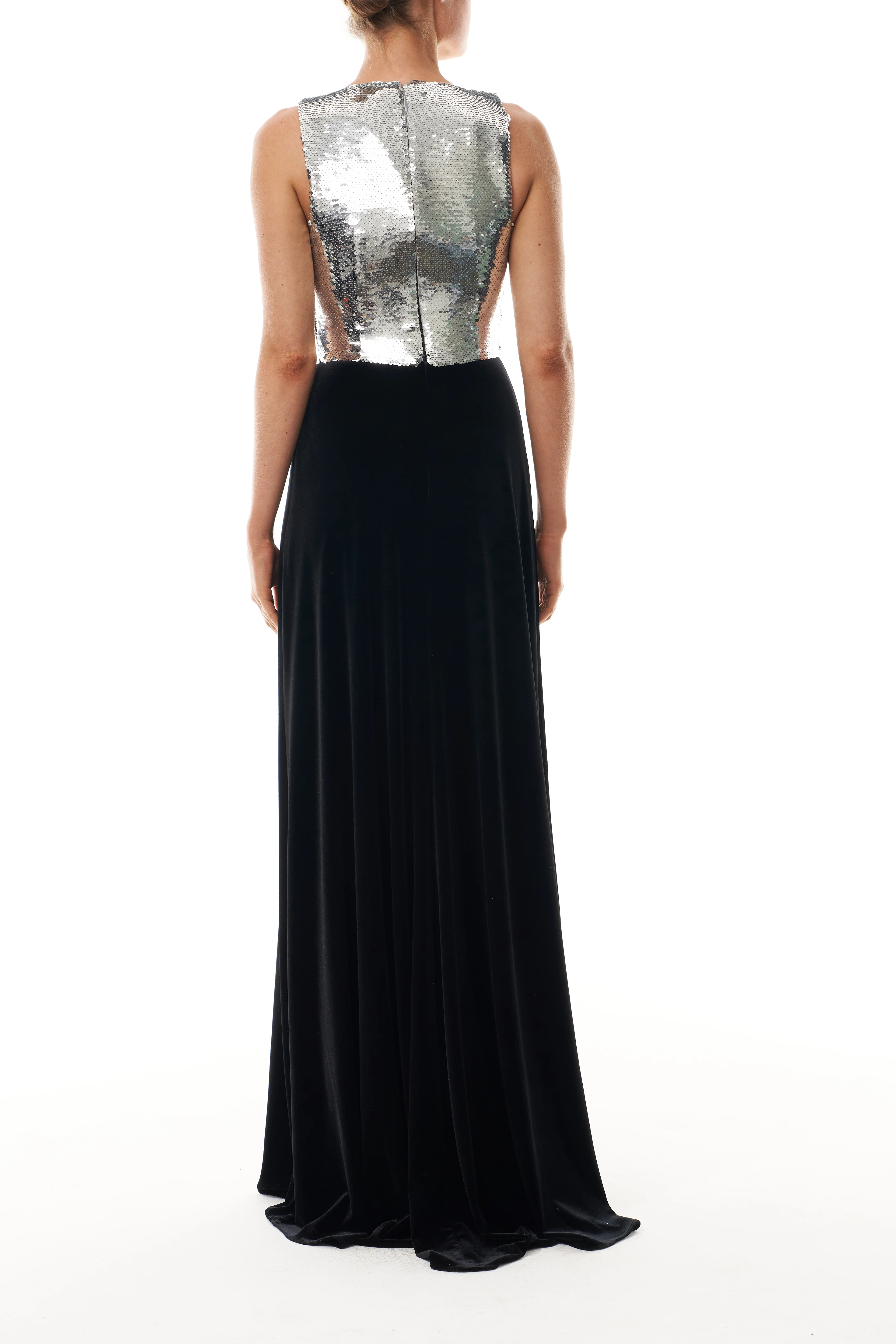 Sequin Velvet V-Neck Gown - Image 6