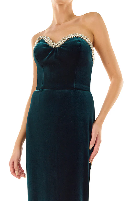 Strapless Velvet Column Dress - Image 7