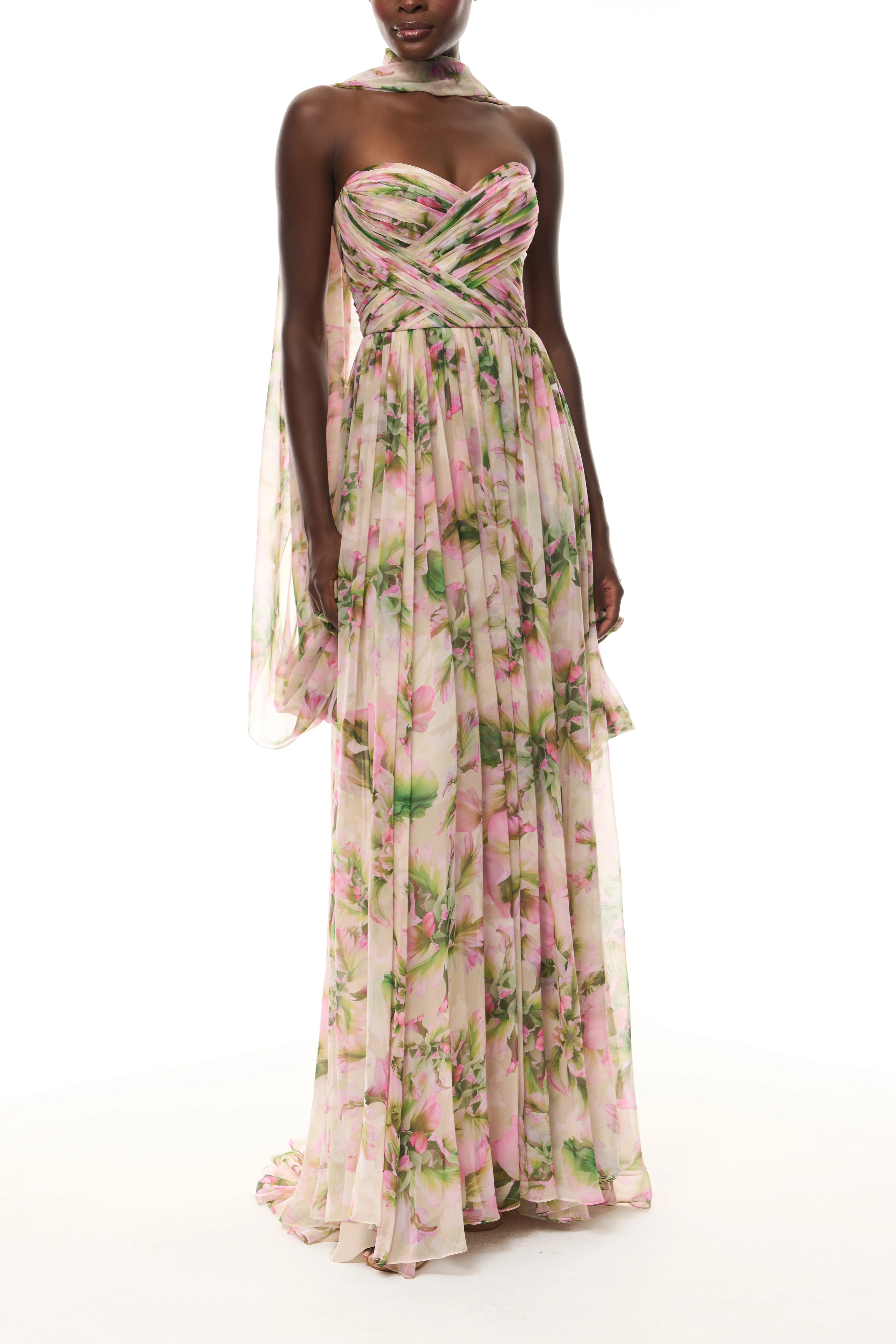 Tulip Chiffon Gown with Shawl