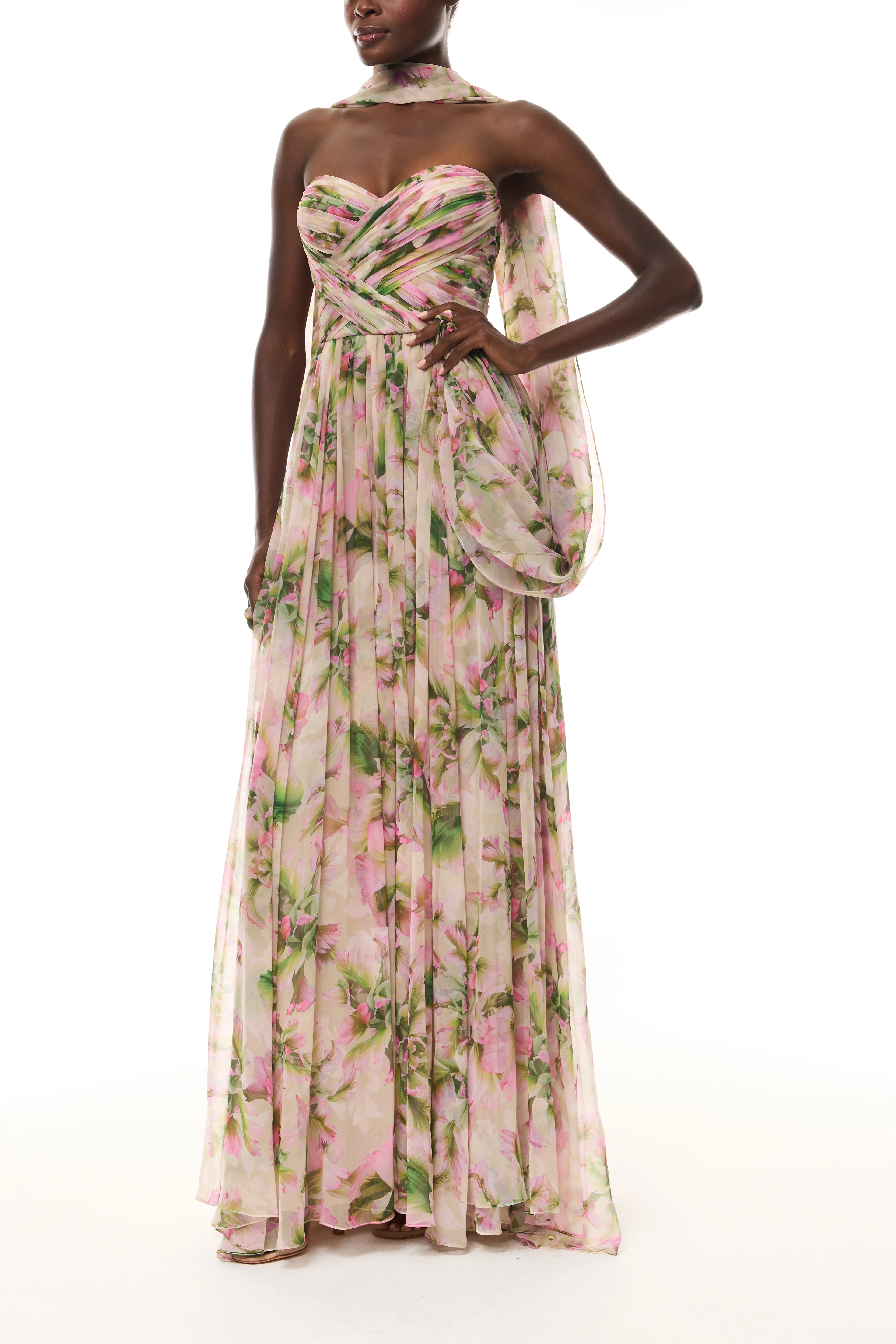 Tulip Chiffon Gown with Shawl - Image 4