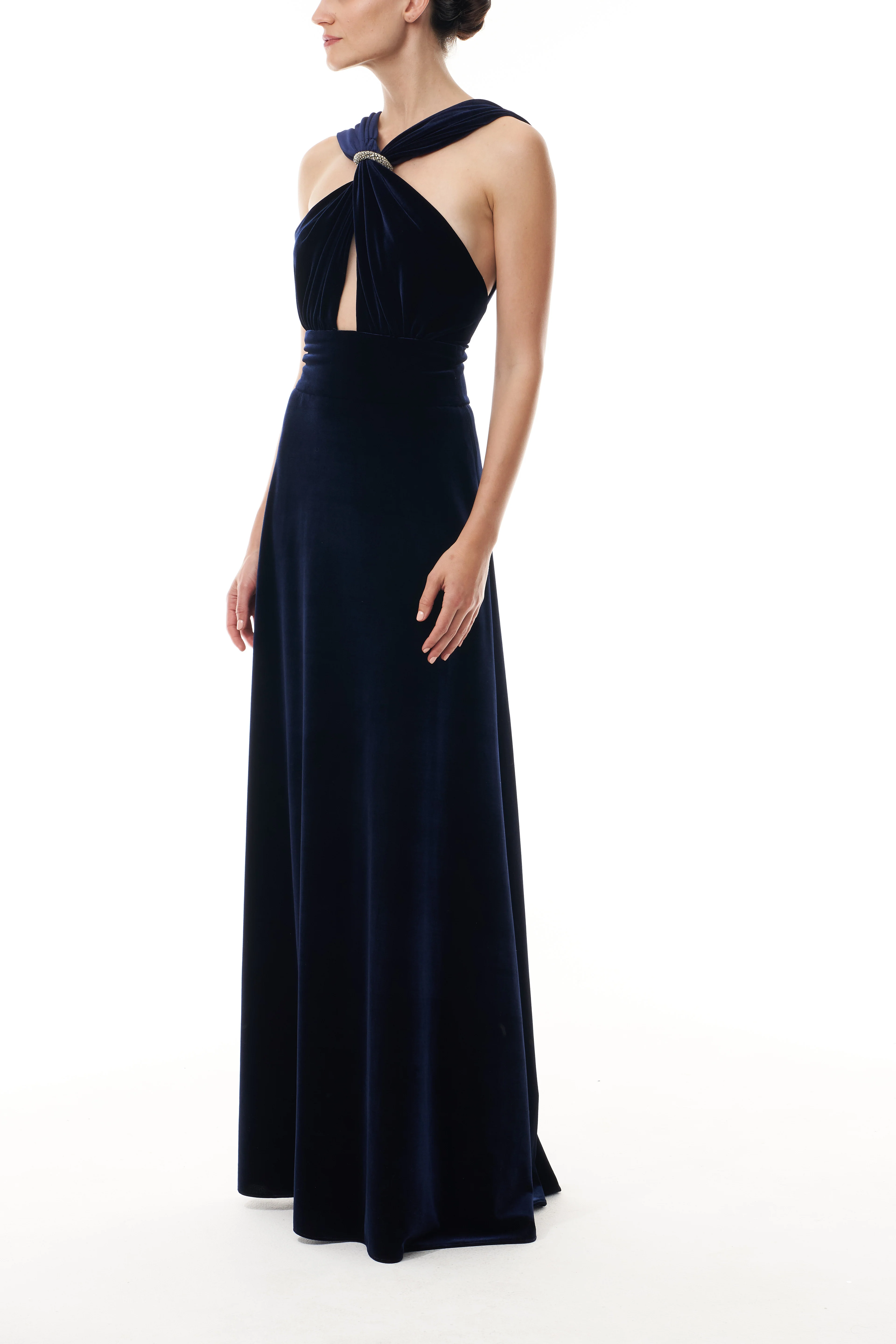 Twist Front Velvet Halter Gown - Image 4