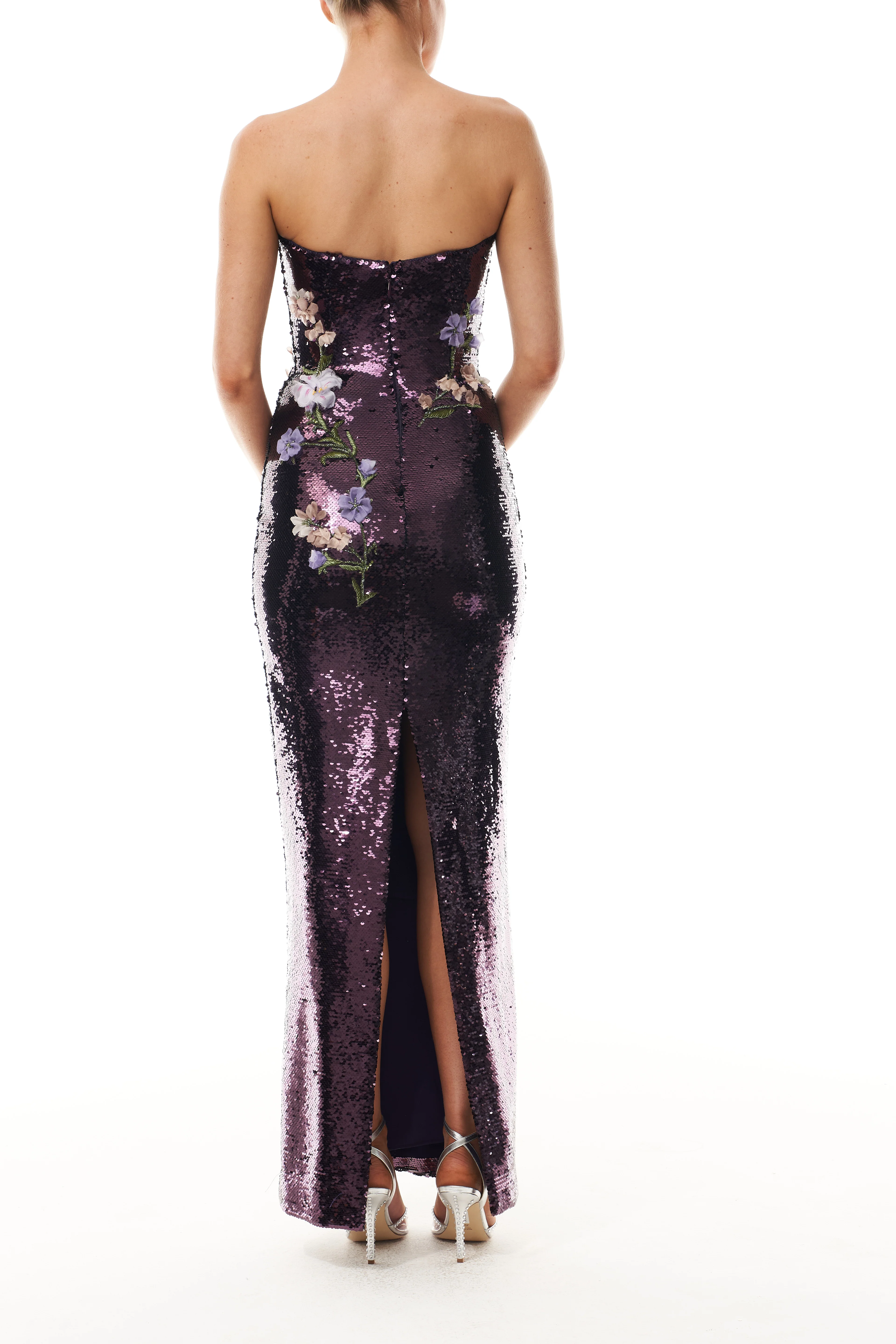Violet Floral Sequin Gown - Image 6